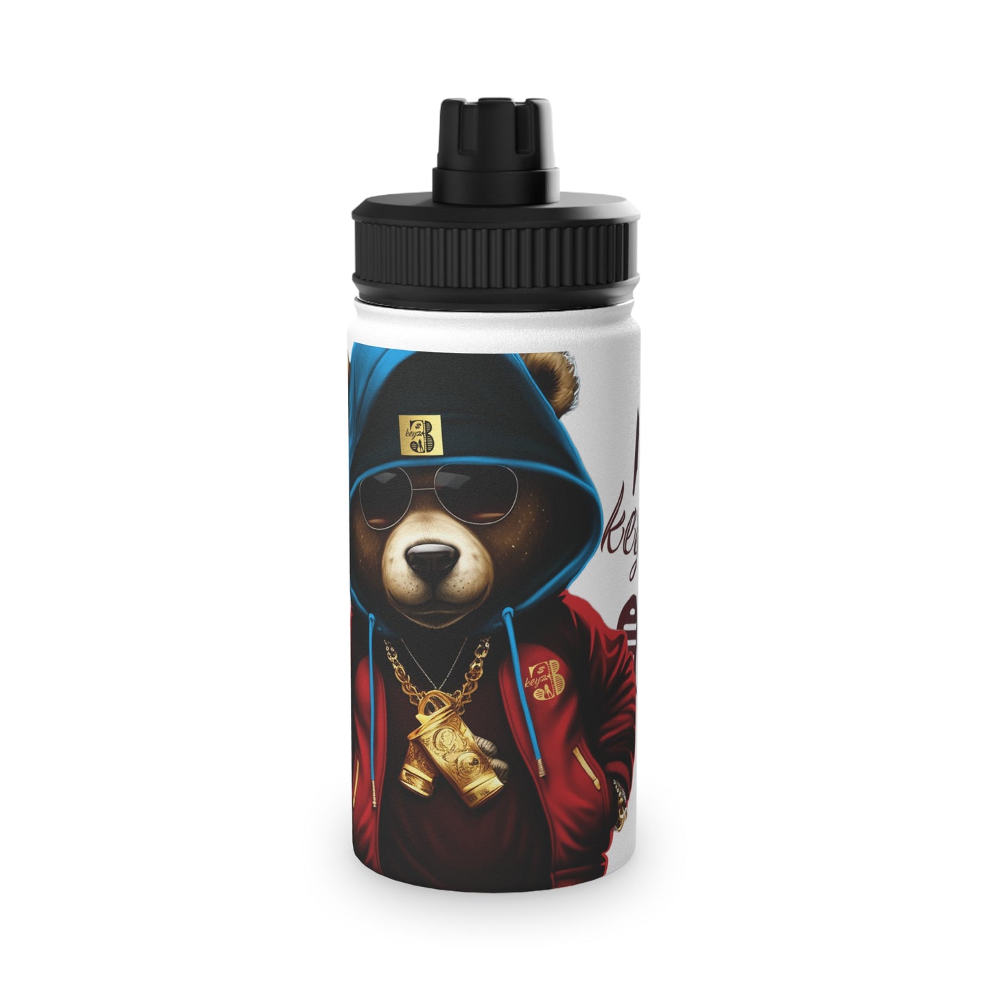 3keyz Cool Bear RWB Stainless Steel Water Bottle with Sports Lid