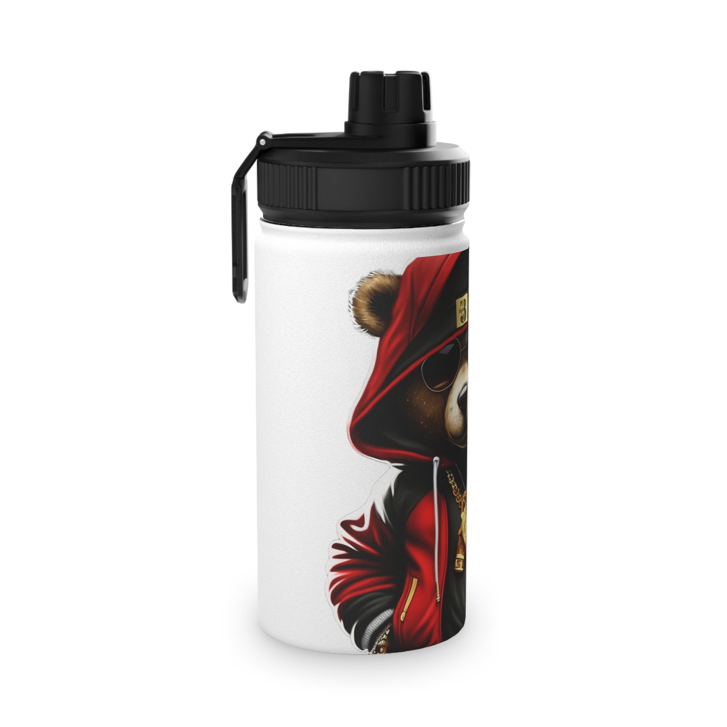 3keyz Cool Bear Red Stainless Steel Water Bottle with Sports Lid