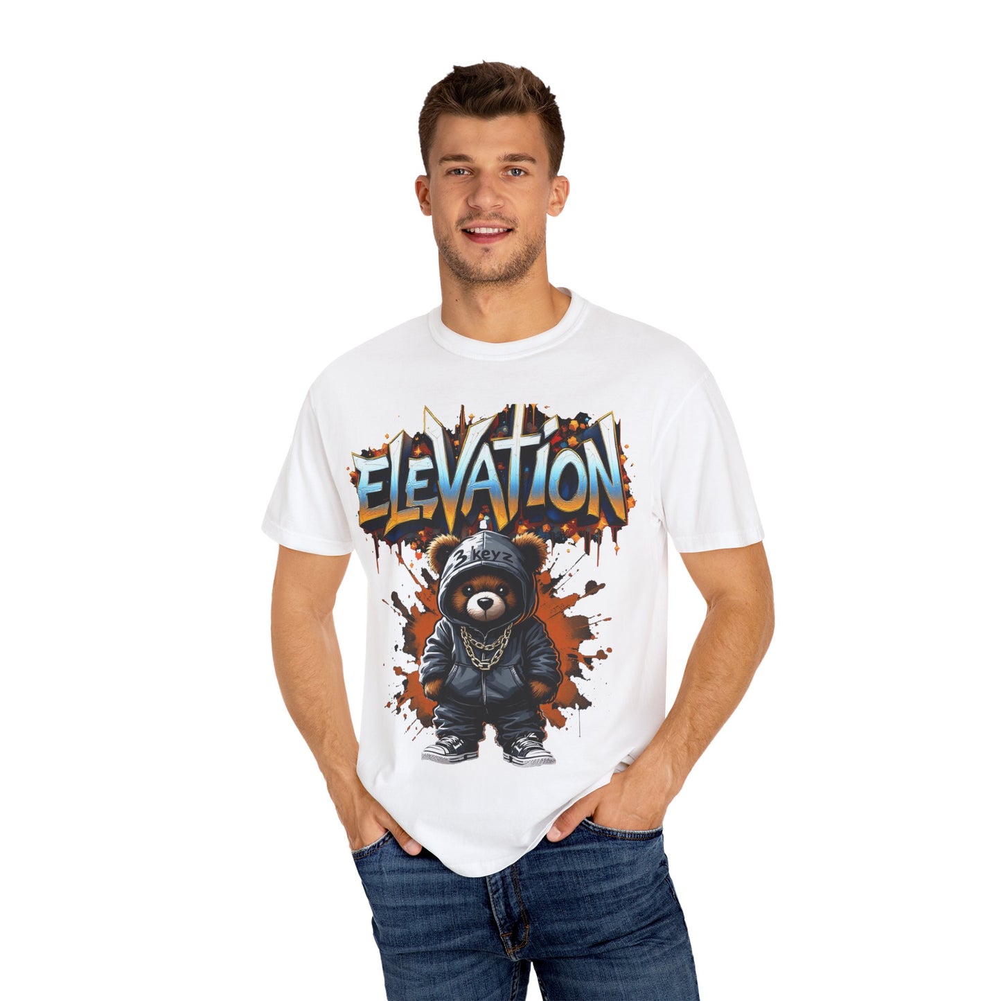 Street Drip T-shirt - Elevation Teddy Drip Orange Fierce