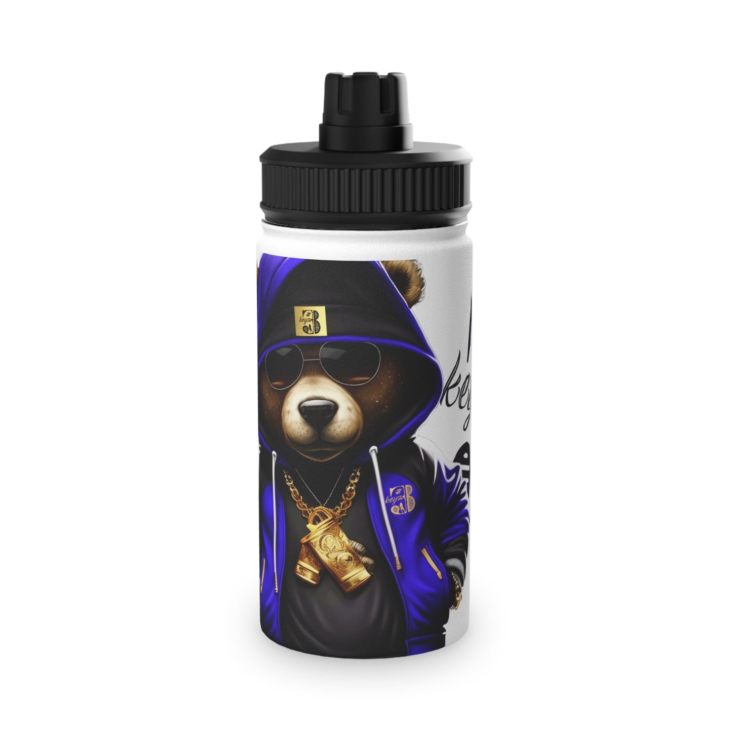 3keyz Cool Bear Blue Stainless Steel Water Bottle with Sports Lid
