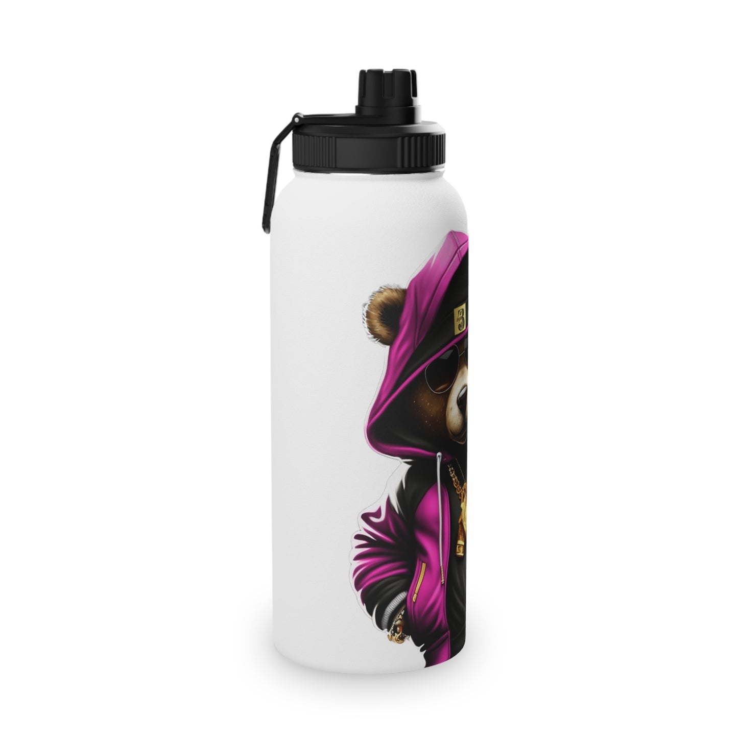 3keyz Cool Bear Pink Stainless Steel Water Bottle with Sports Lid