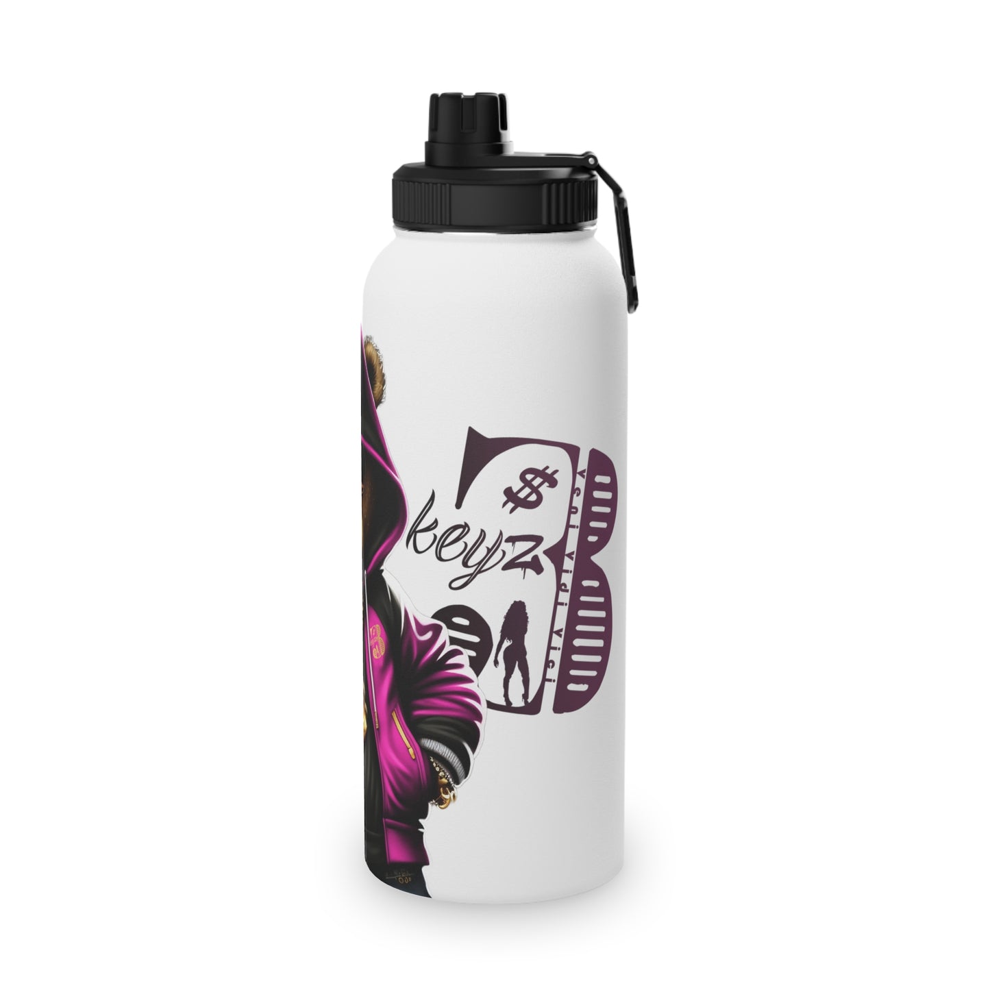 3keyz Cool Bear Pink Stainless Steel Water Bottle with Sports Lid