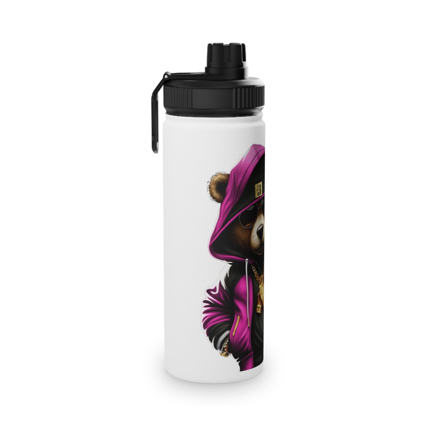 3keyz Cool Bear Pink Stainless Steel Water Bottle with Sports Lid