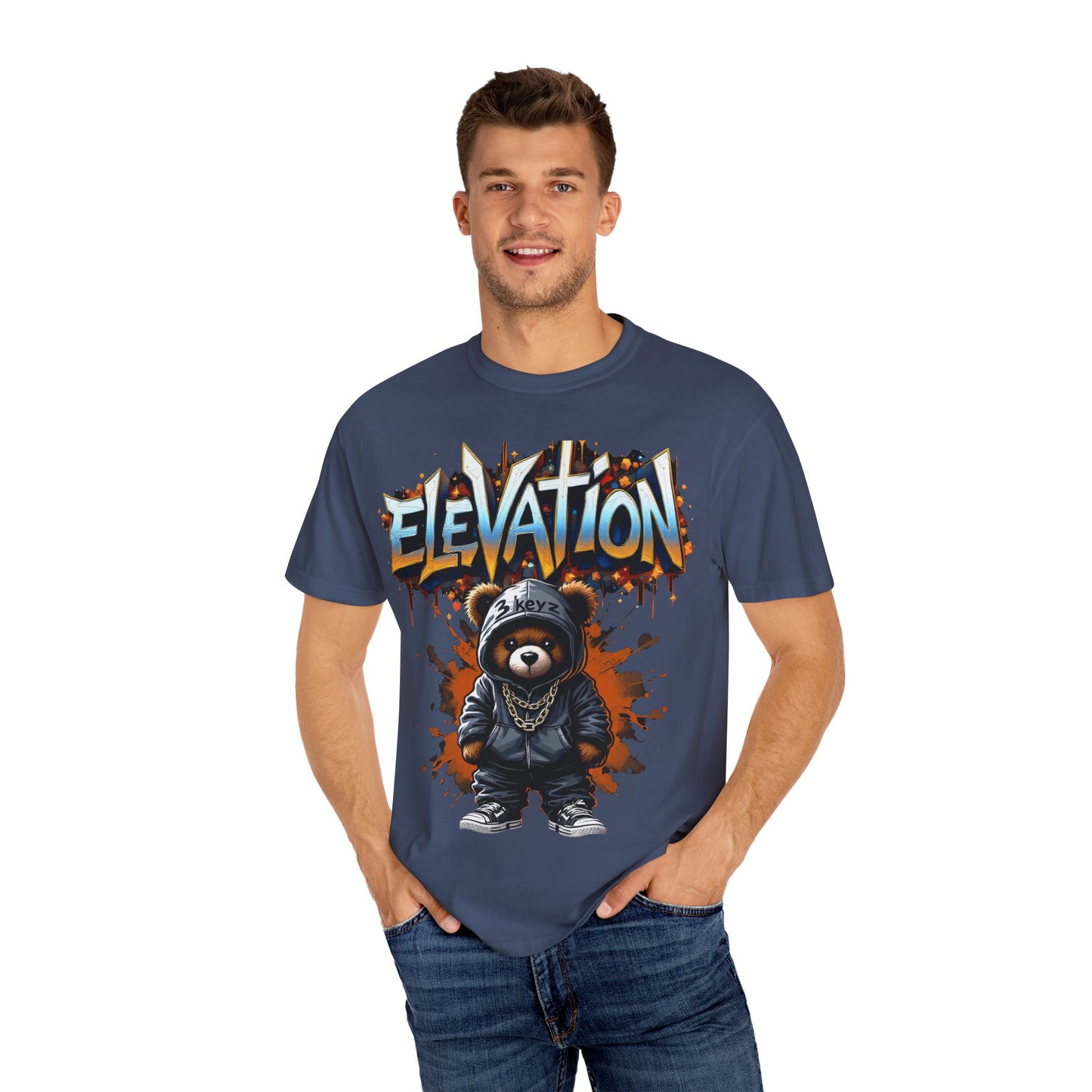 Street Drip T-shirt - Elevation Teddy Drip Orange Fierce