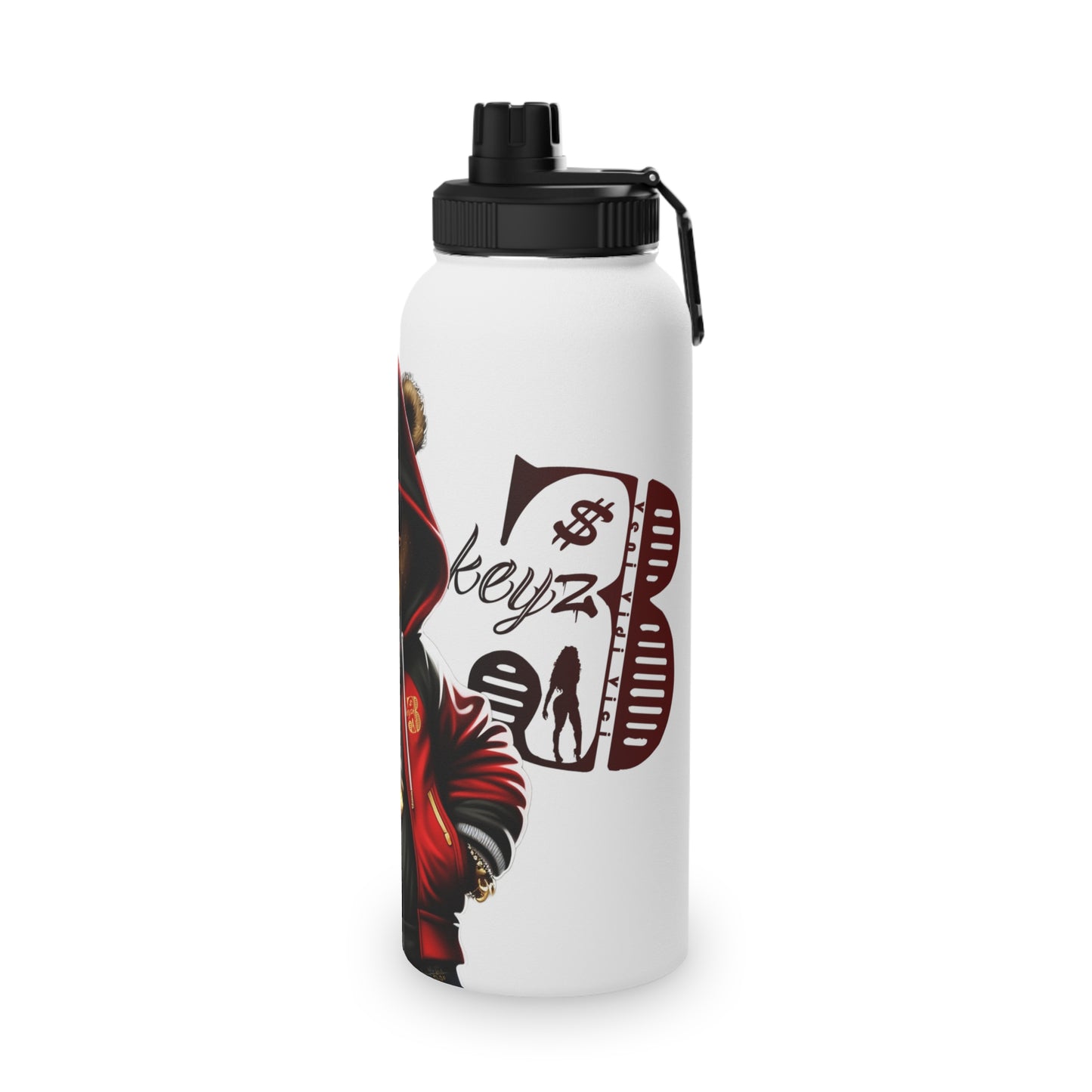 3keyz Cool Bear Red Stainless Steel Water Bottle with Sports Lid