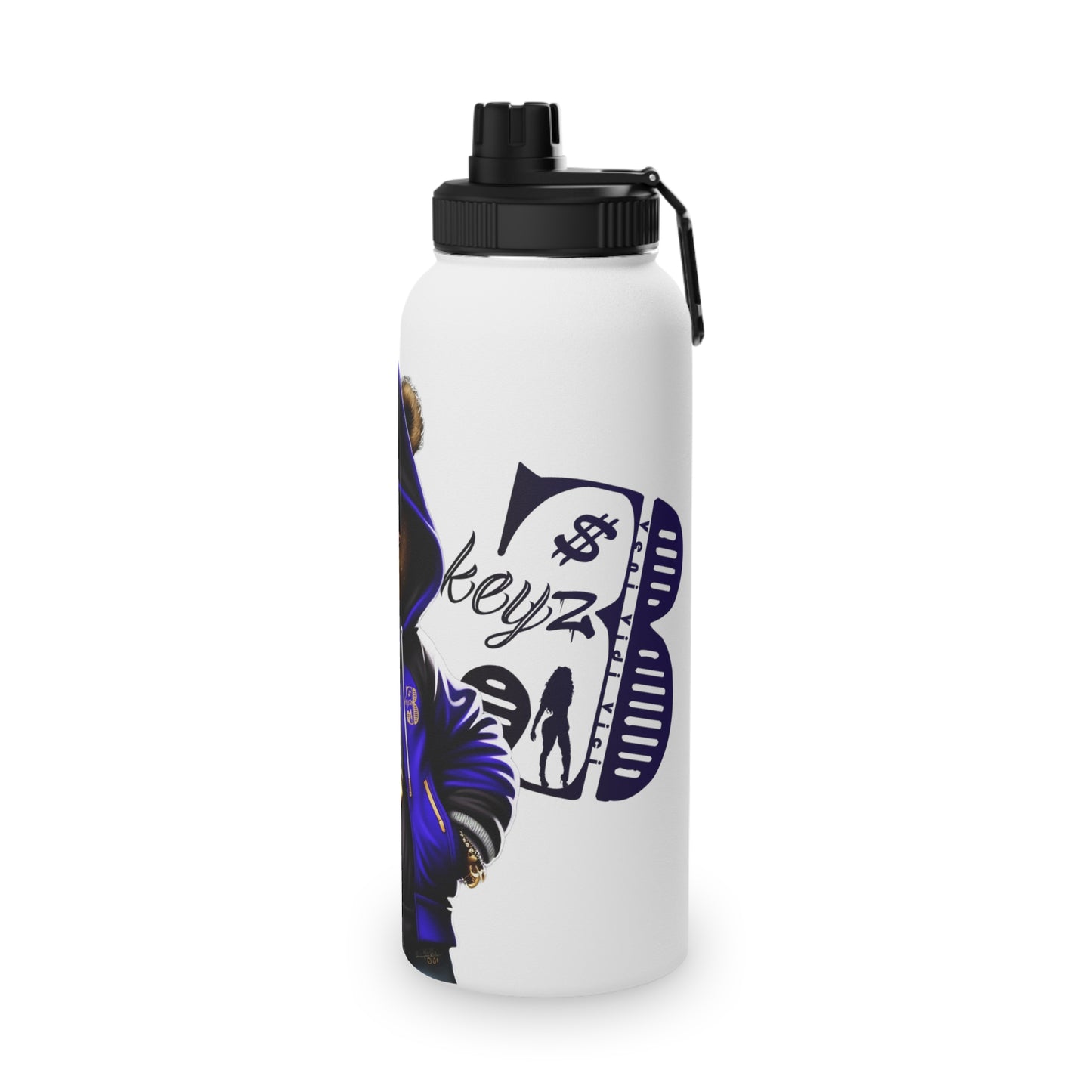 3keyz Cool Bear Blue Stainless Steel Water Bottle with Sports Lid