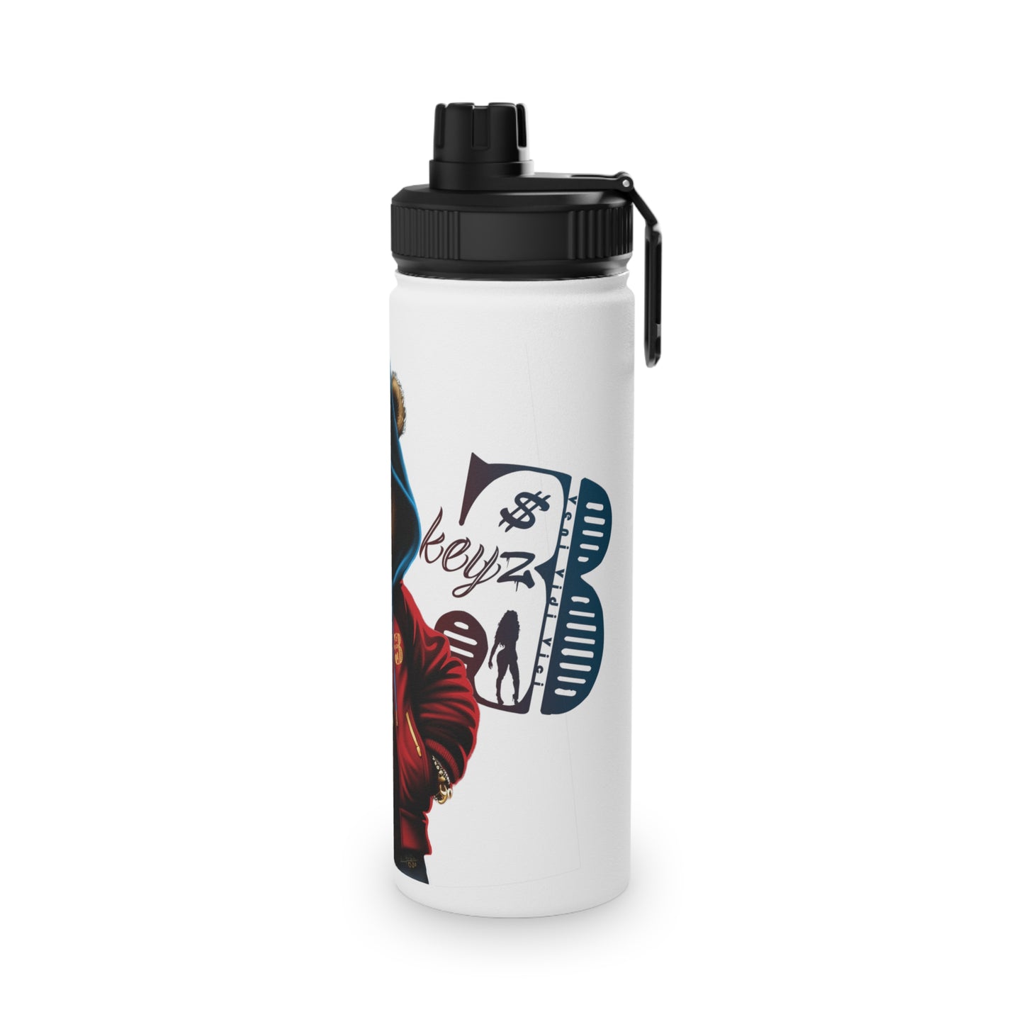 3keyz Cool Bear RWB Stainless Steel Water Bottle with Sports Lid