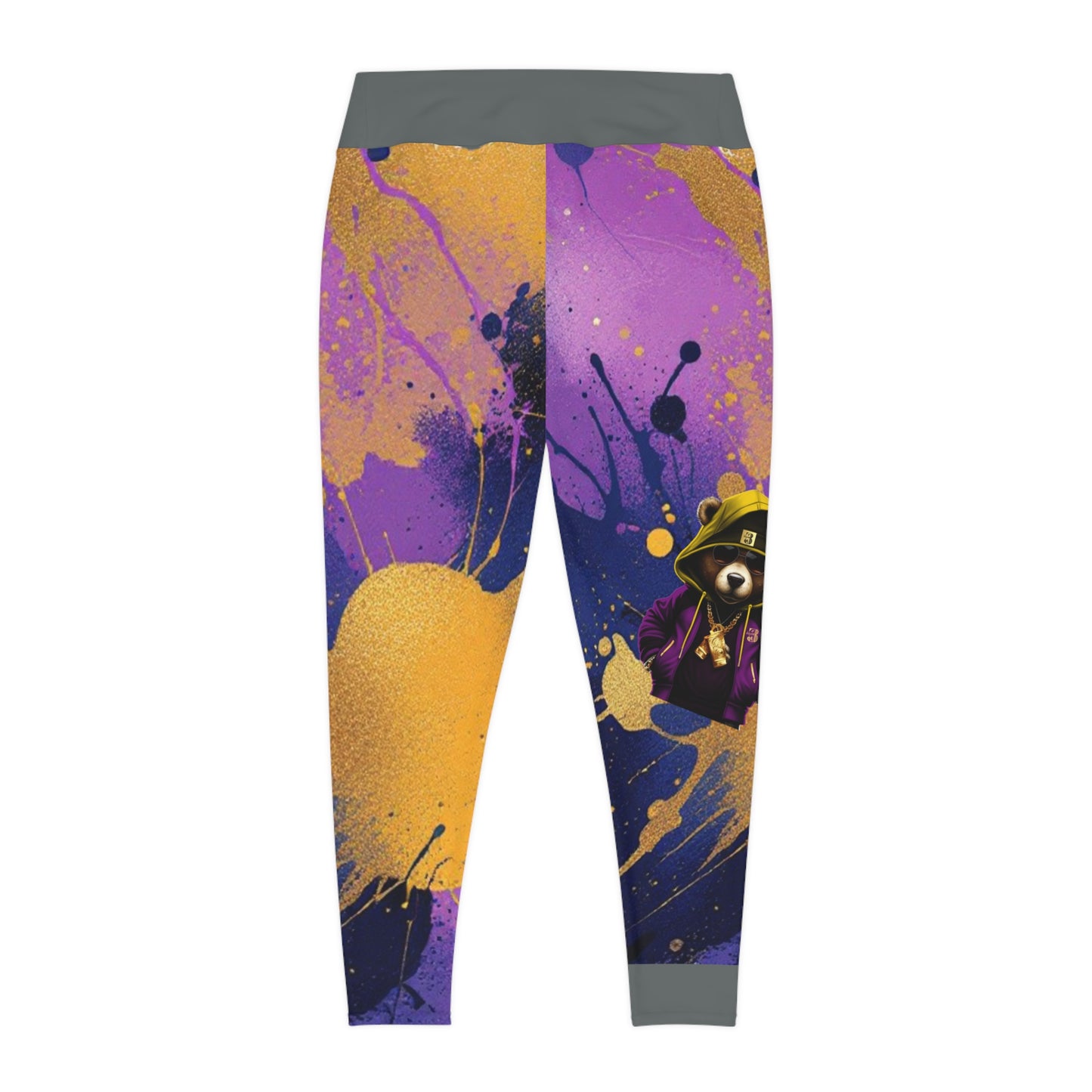 Yoga Leggings - Purple and Gold Paint Splatter Design