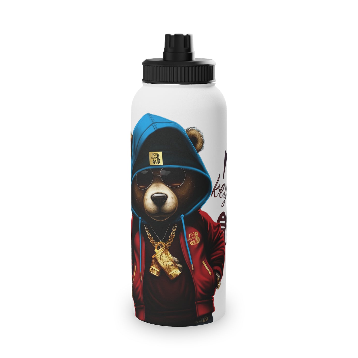 3keyz Cool Bear RWB Stainless Steel Water Bottle with Sports Lid
