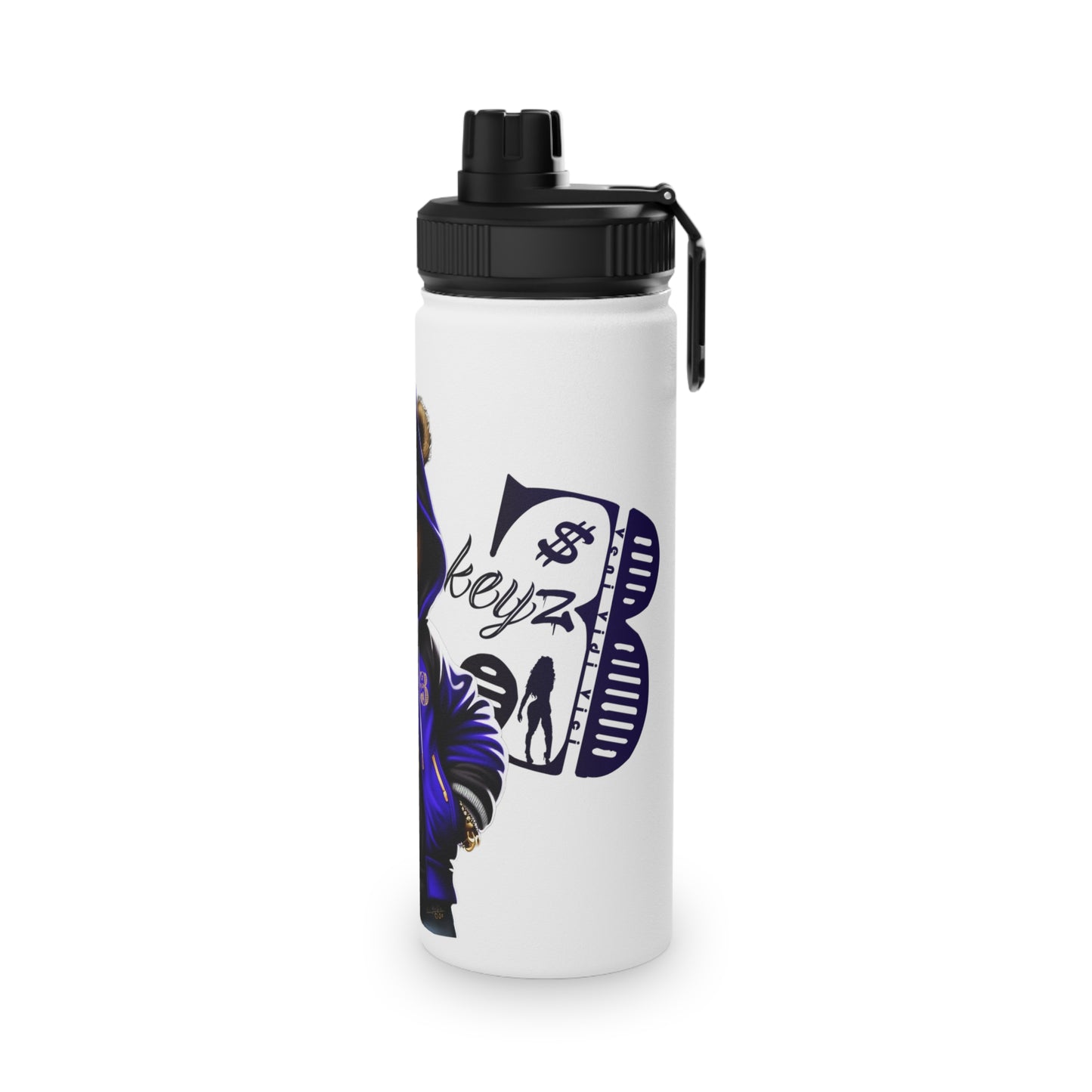 3keyz Cool Bear Blue Stainless Steel Water Bottle with Sports Lid