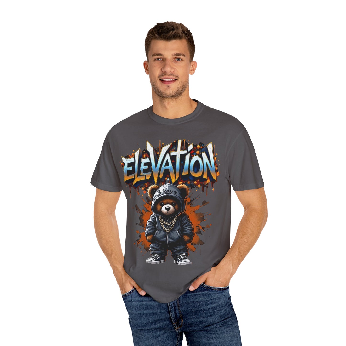 Street Drip T-shirt - Elevation Teddy Drip Orange Fierce