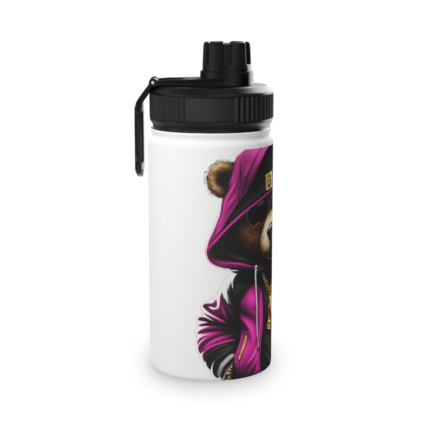 3keyz Cool Bear Pink Stainless Steel Water Bottle with Sports Lid