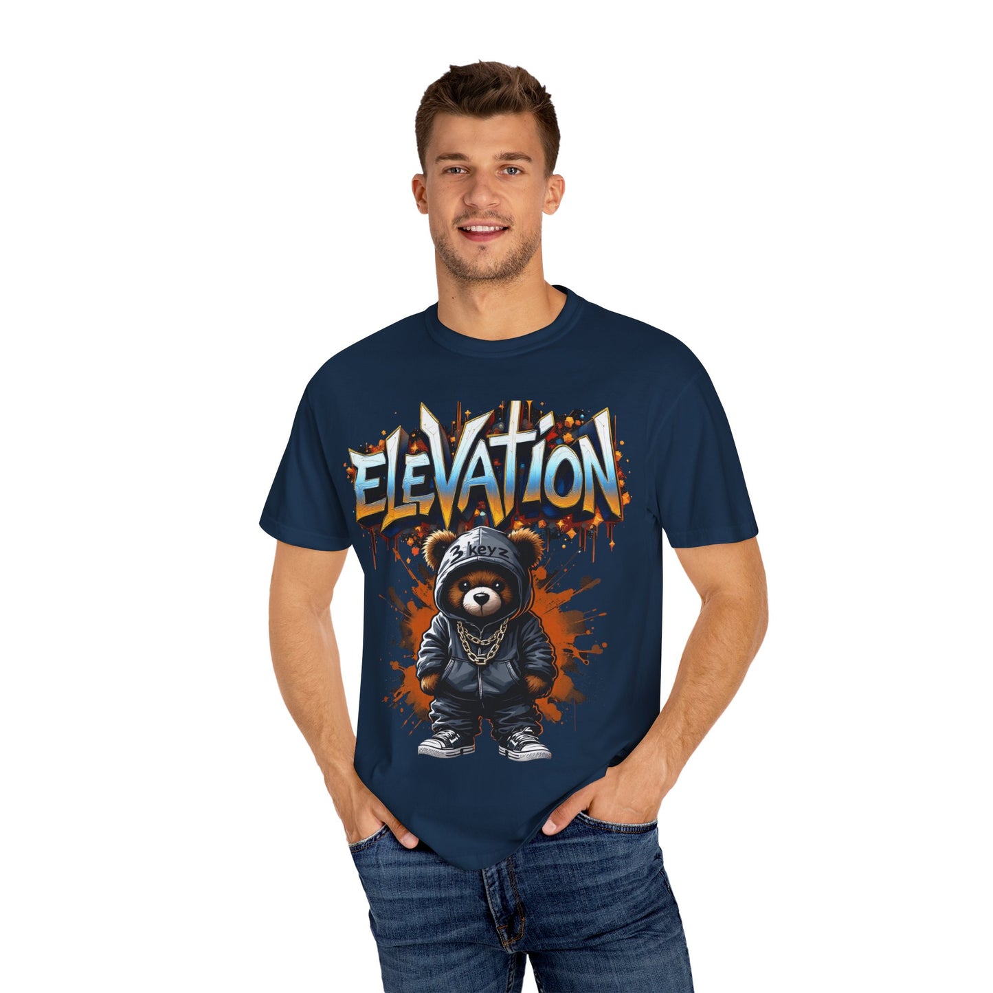 Street Drip T-shirt - Elevation Teddy Drip Orange Fierce