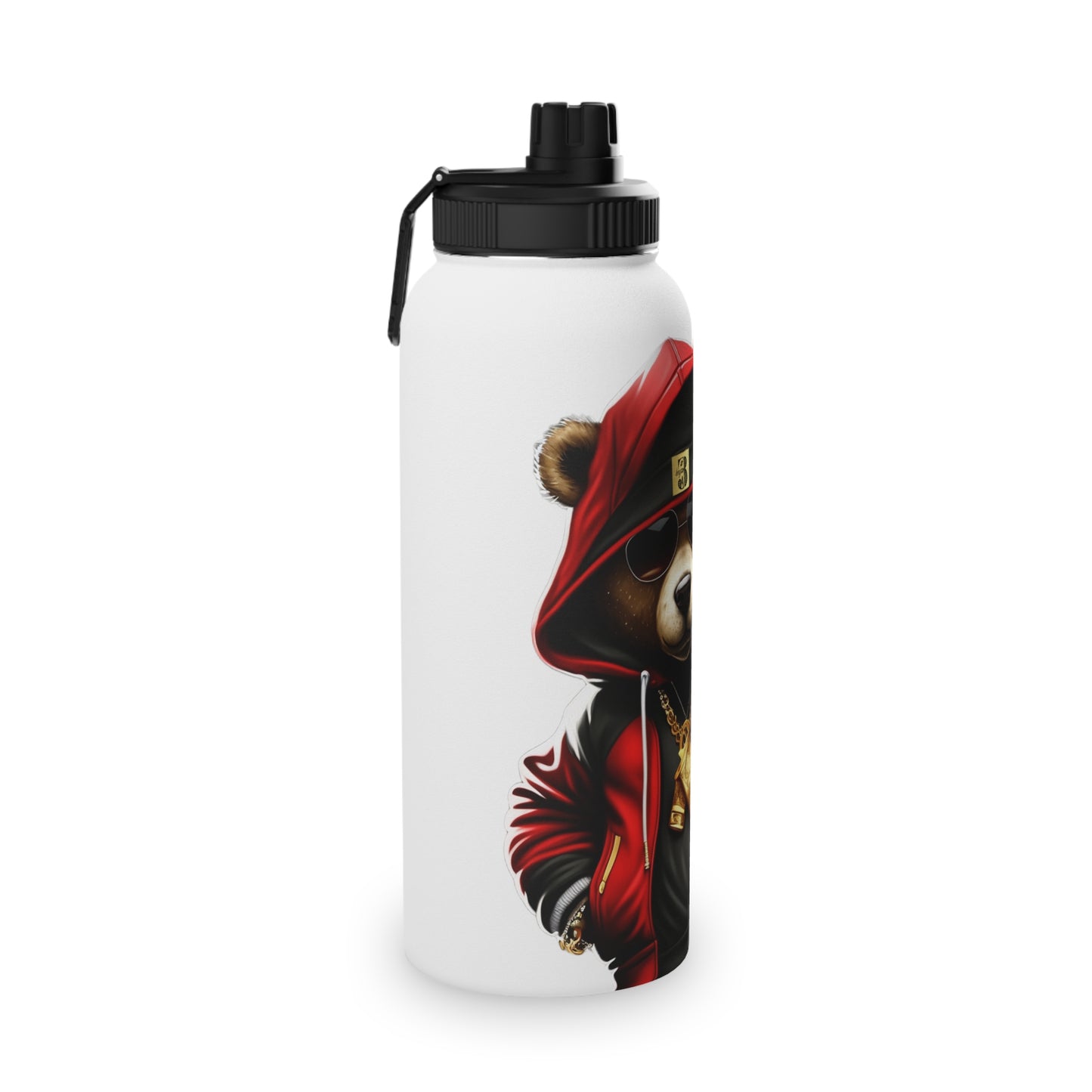 3keyz Cool Bear Red Stainless Steel Water Bottle with Sports Lid