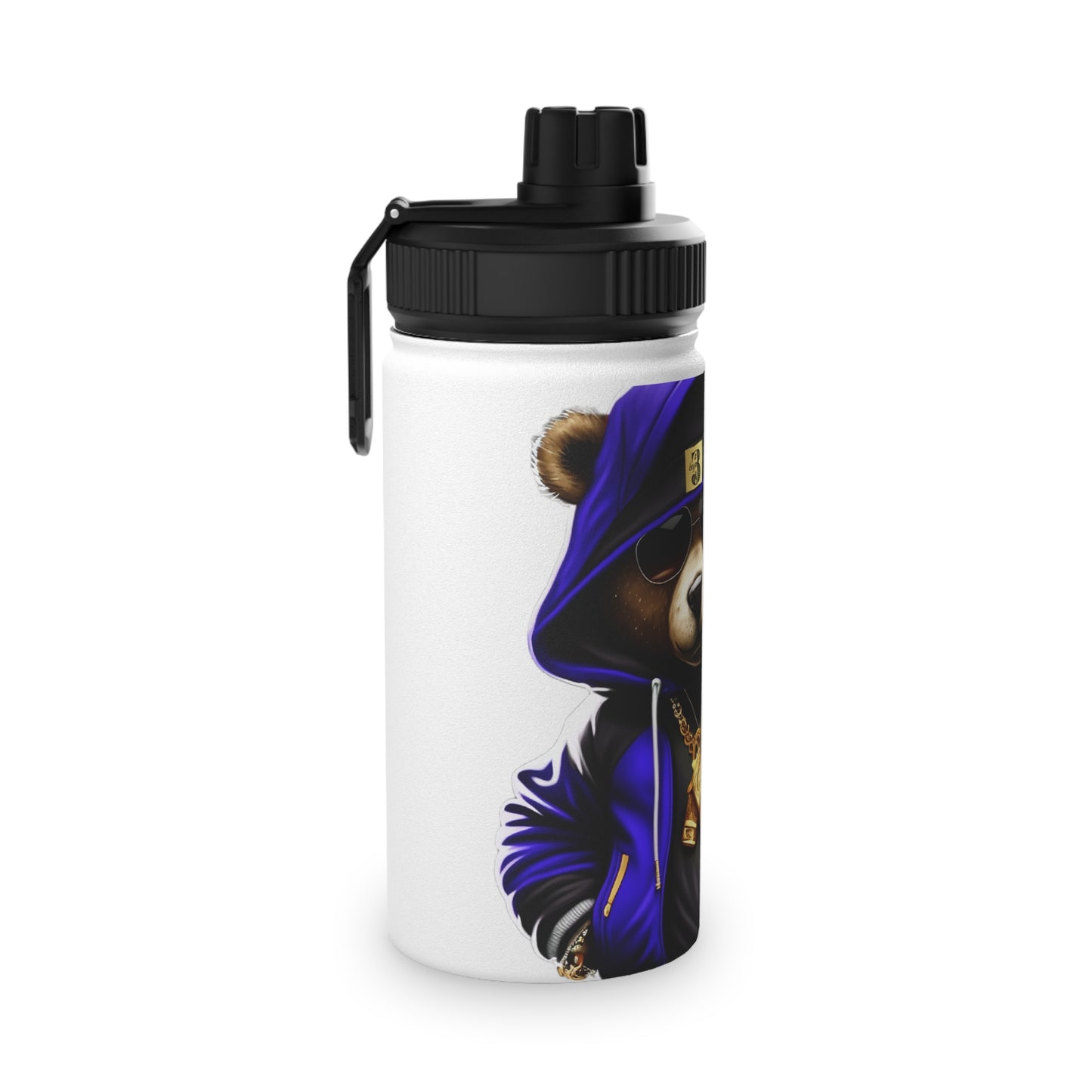 3keyz Cool Bear Blue Stainless Steel Water Bottle with Sports Lid