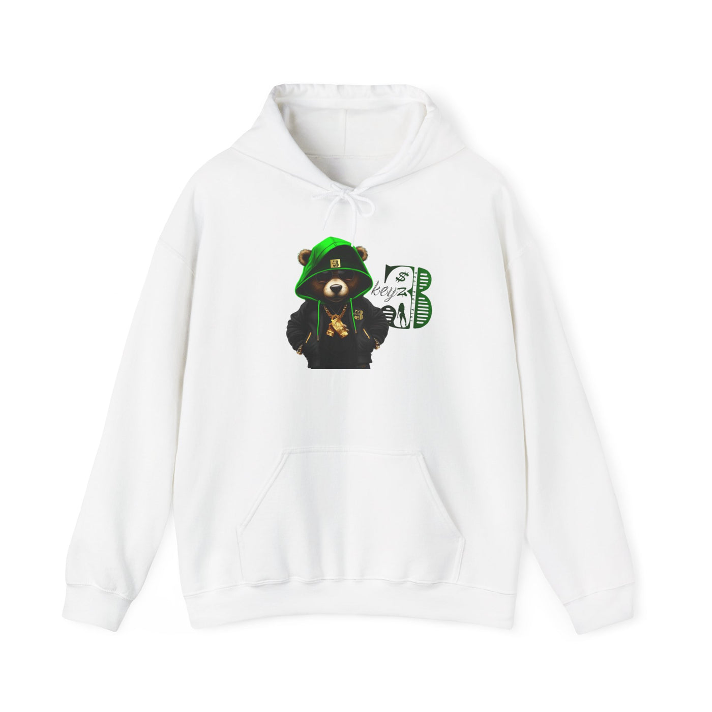 Unisex Hooded Sweatshirt 3keyz OG Teddy Drip Design Lime/Black