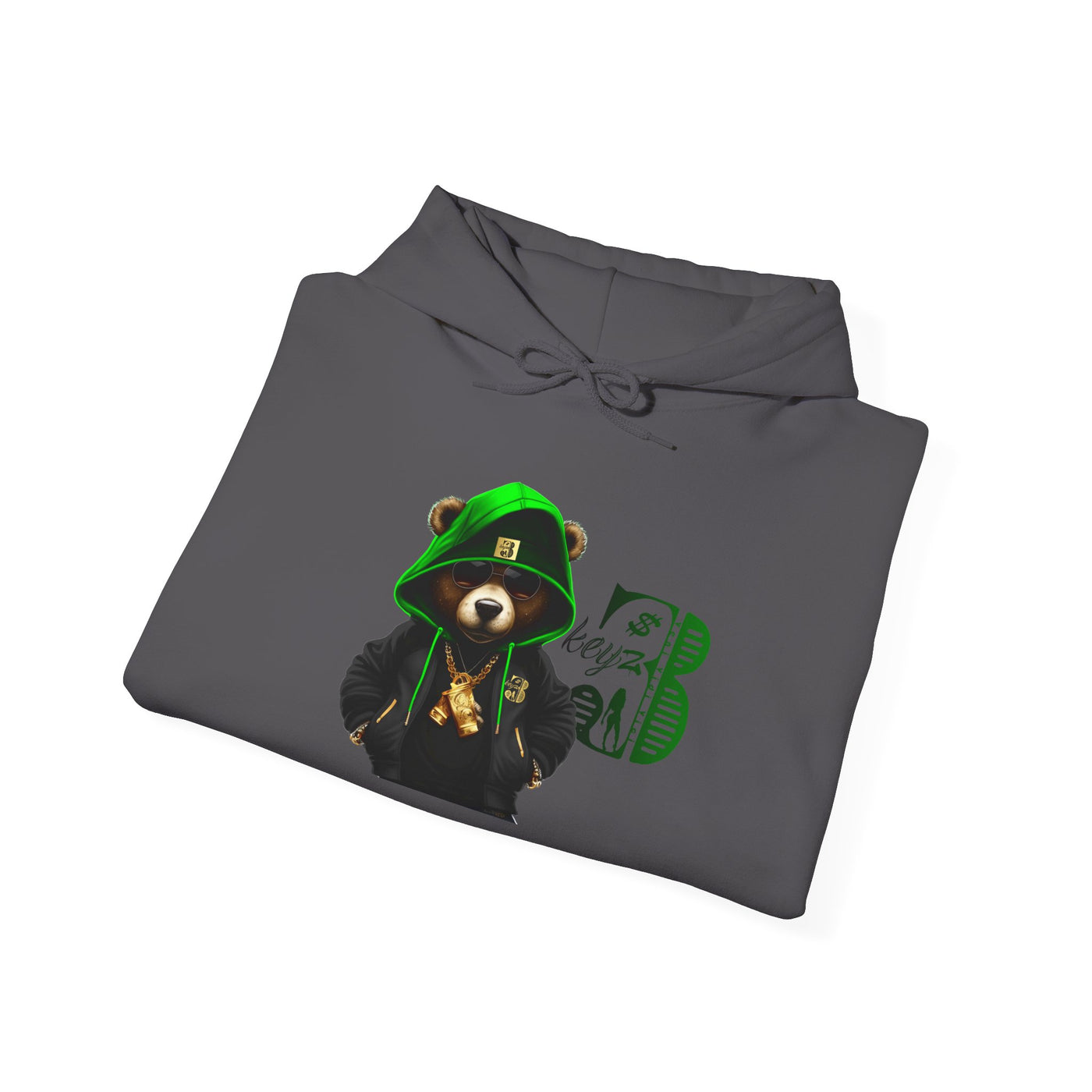 Unisex Hooded Sweatshirt 3keyz OG Teddy Drip Design Lime/Black