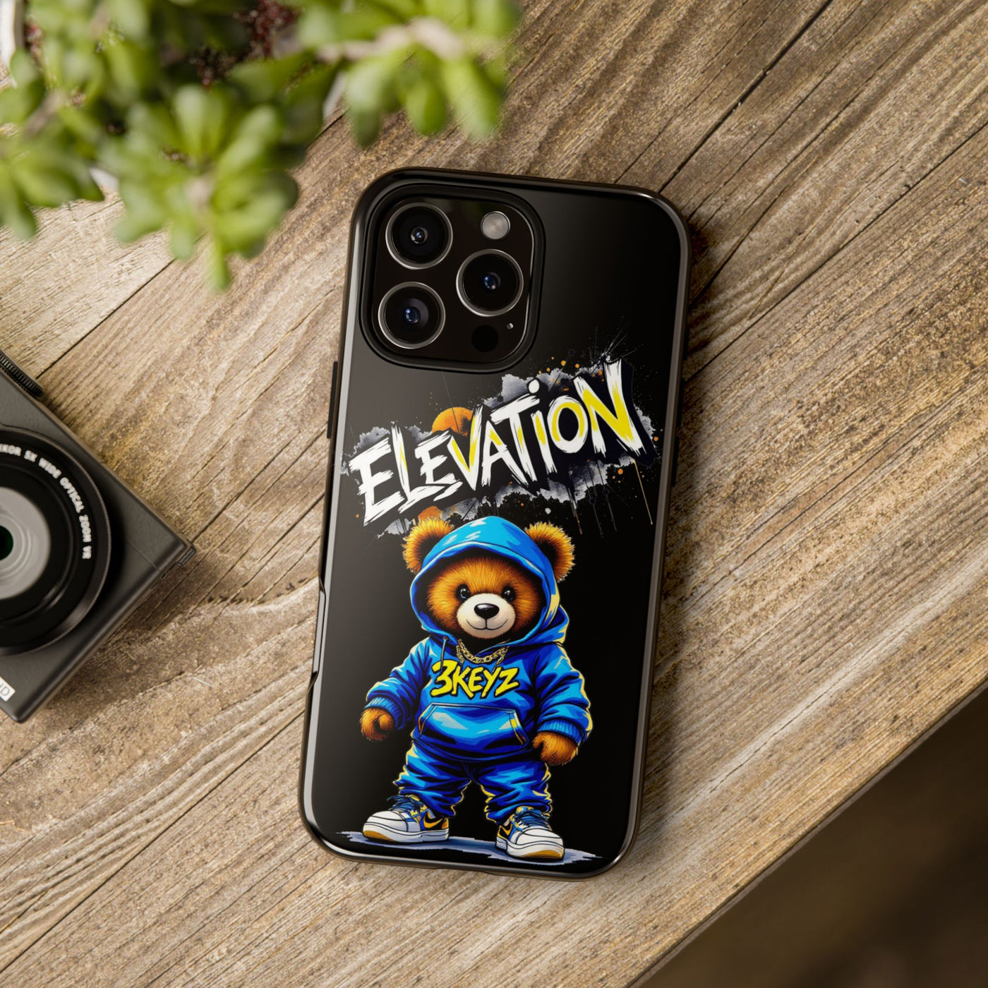 Elevated street drip Bear Black Phone Case - Tough and Trendy Design