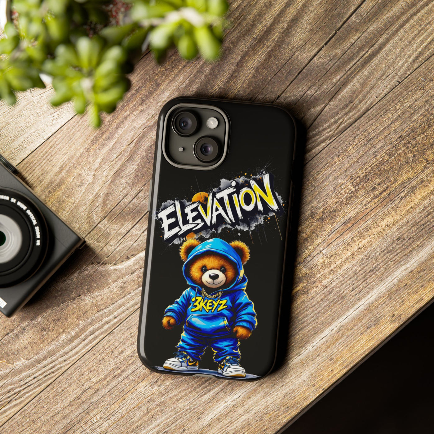 Elevated street drip Bear Black Phone Case - Tough and Trendy Design