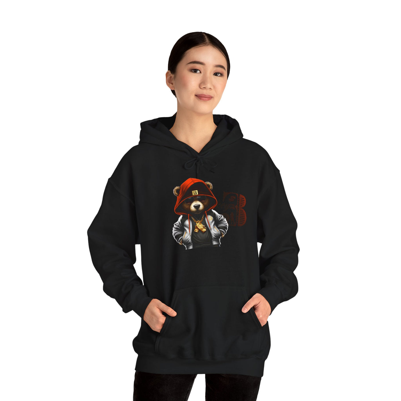 Unisex Hooded Sweatshirt 3keyz OG Teddy Drip Design Orange/White
