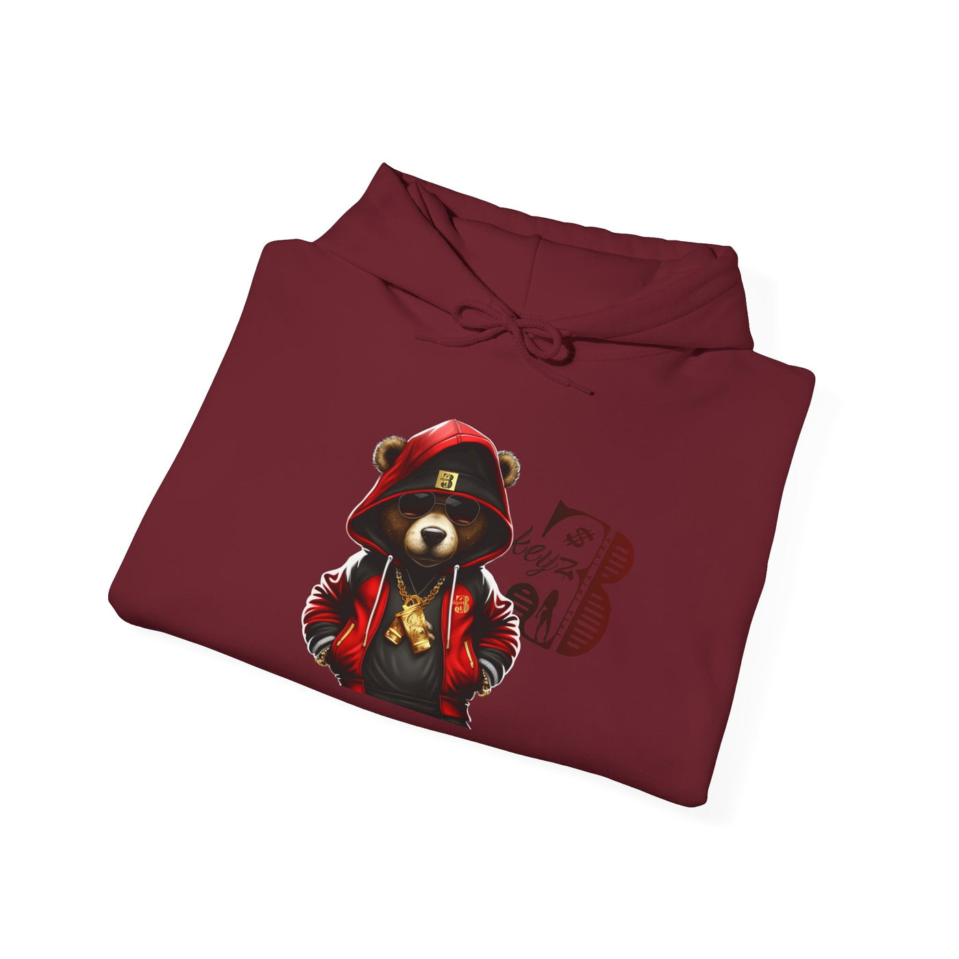 Unisex Hooded Sweatshirt 3keyz OG Teddy Drip Design Red/Black