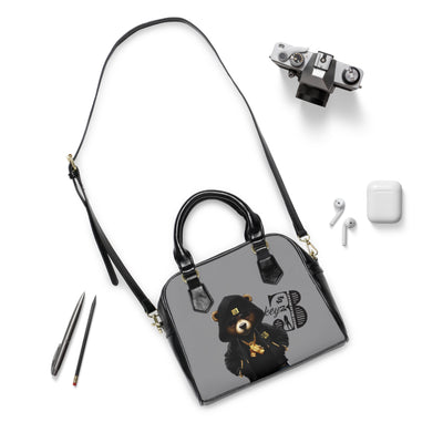 3keyz Blackout Bear Shoulder Handbag – Cute Urban Teddy with Hoodie & Gold Chain