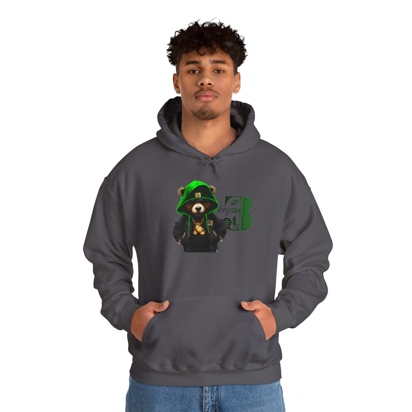 Unisex Hooded Sweatshirt 3keyz OG Teddy Drip Design Lime/Black