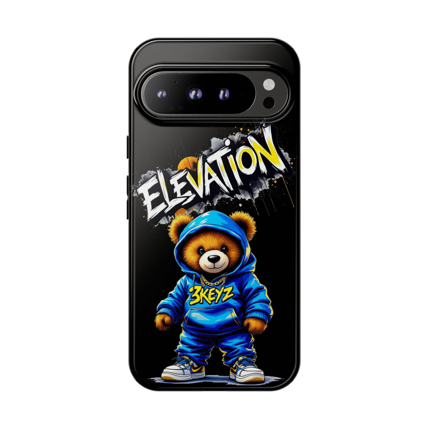 Elevated street drip Bear Black Phone Case - Tough and Trendy Design