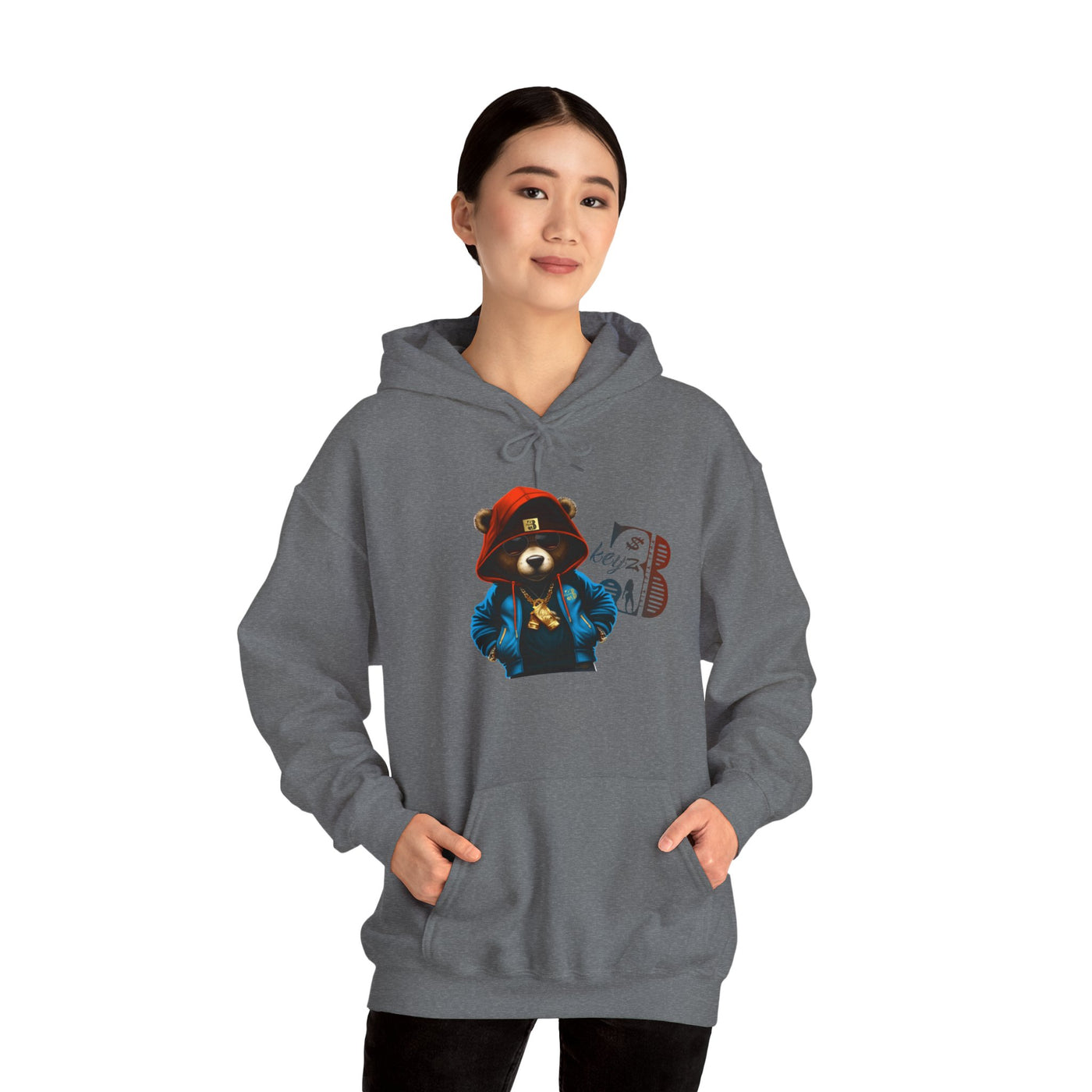 Unisex Hooded Sweatshirt 3keyz OG Teddy Drip Design Blue/Orange