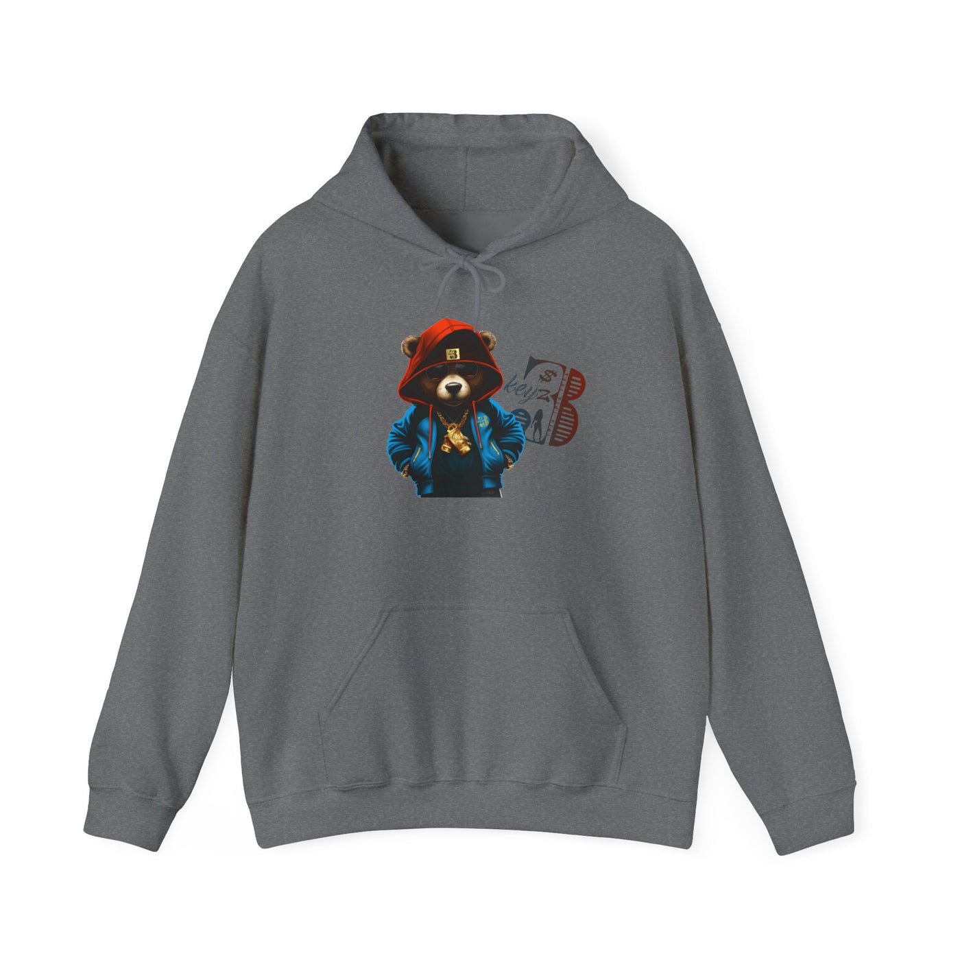 Unisex Hooded Sweatshirt 3keyz OG Teddy Drip Design Blue/Orange