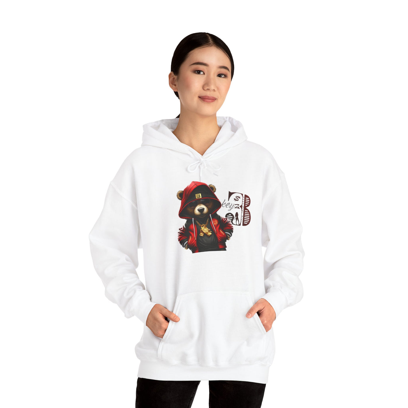 Unisex Hooded Sweatshirt 3keyz OG Teddy Drip Design Red/Black