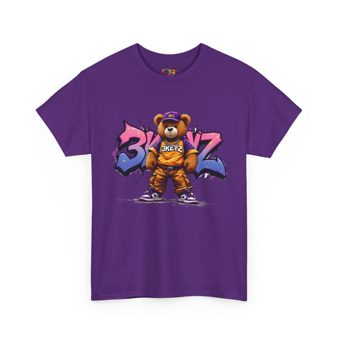 Teddy Drip Unisex Tee in Pink and Purple