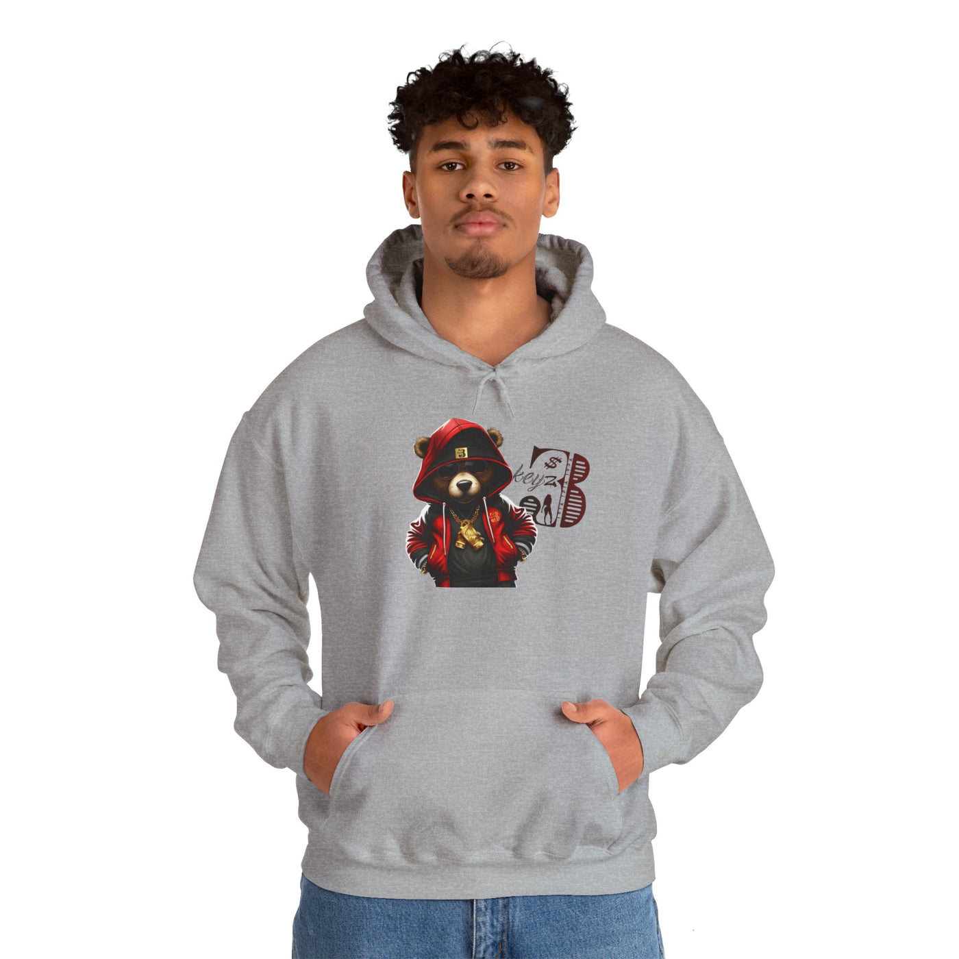 Unisex Hooded Sweatshirt 3keyz OG Teddy Drip Design Red/Black