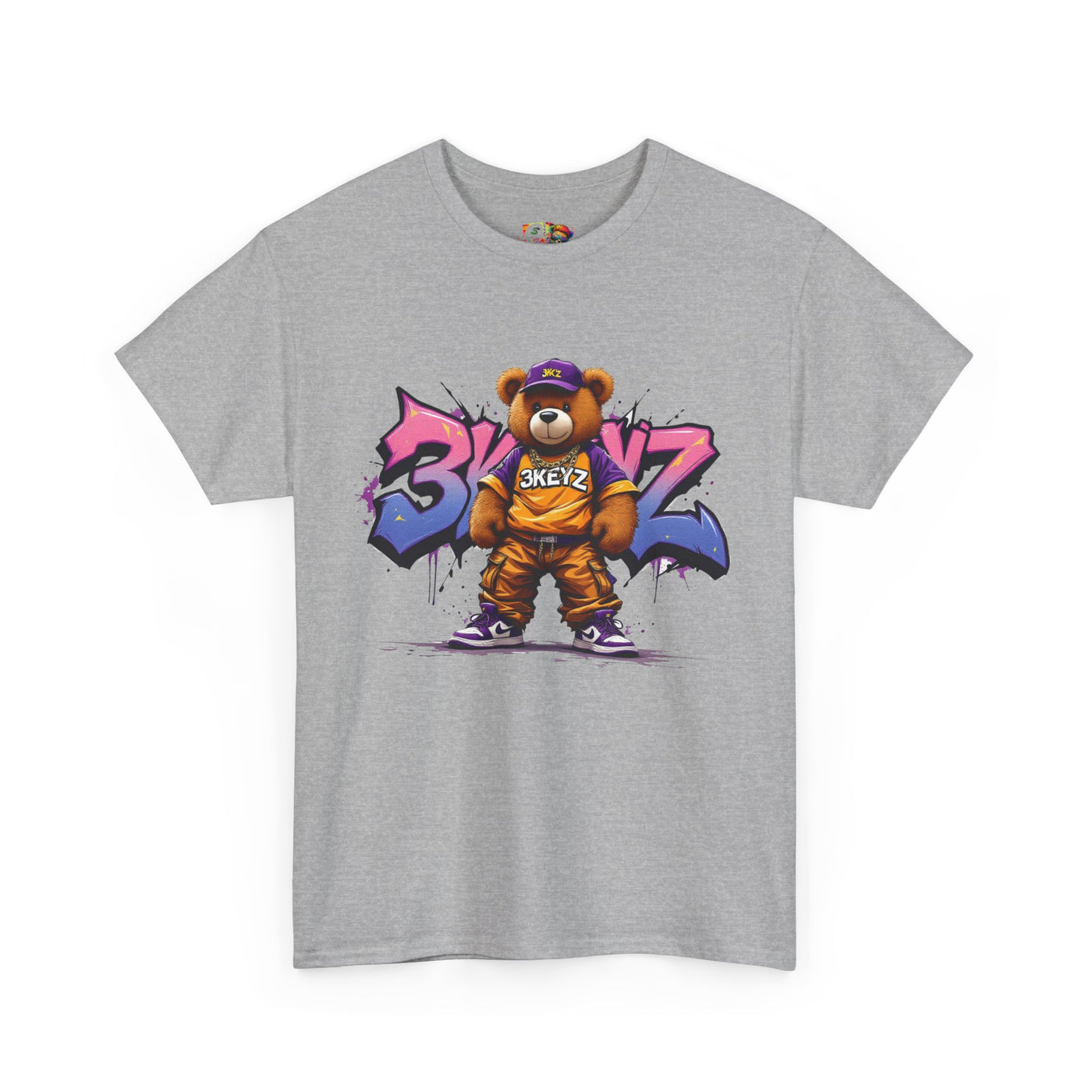 Teddy Drip Unisex Tee in Pink and Purple