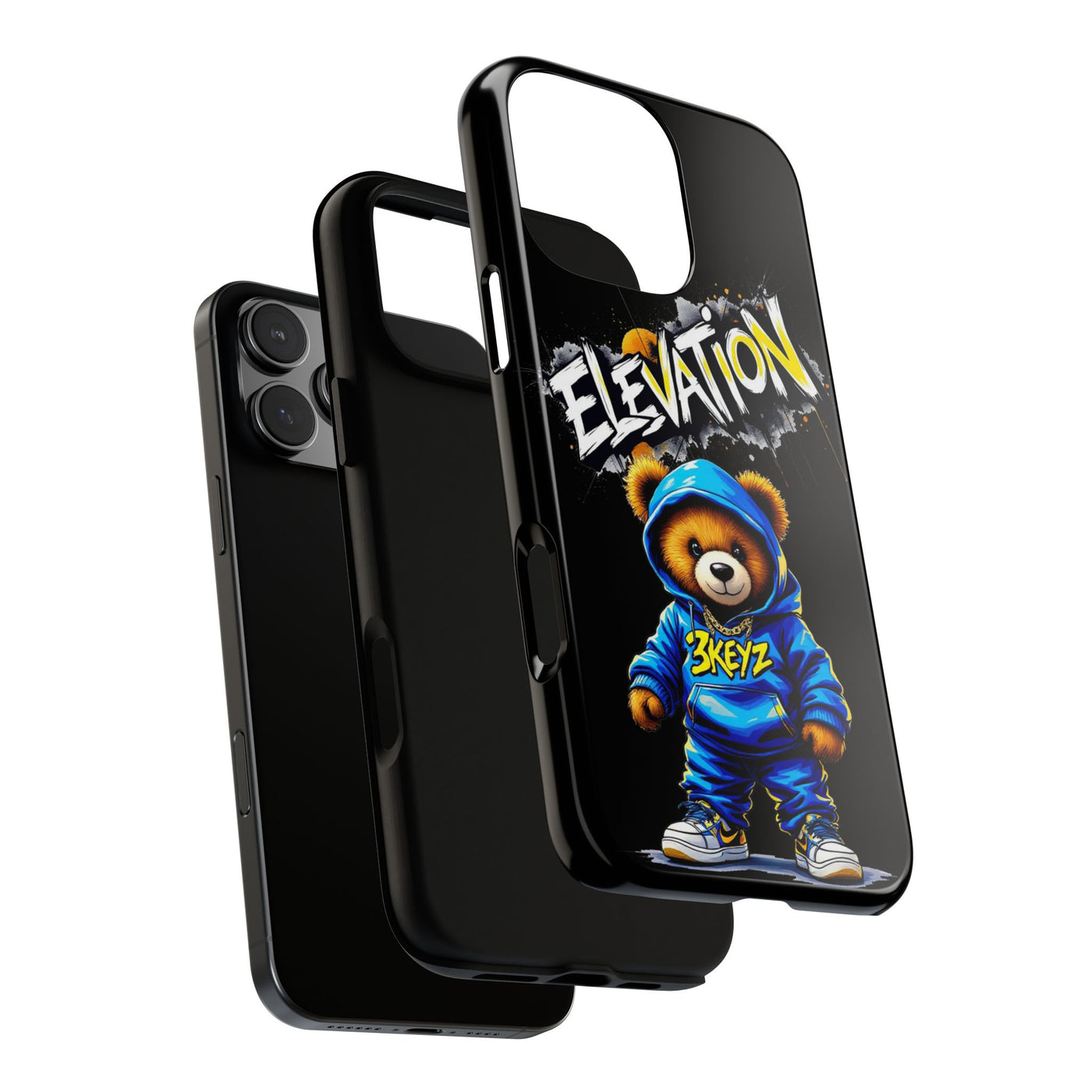 Elevated street drip Bear Black Phone Case - Tough and Trendy Design