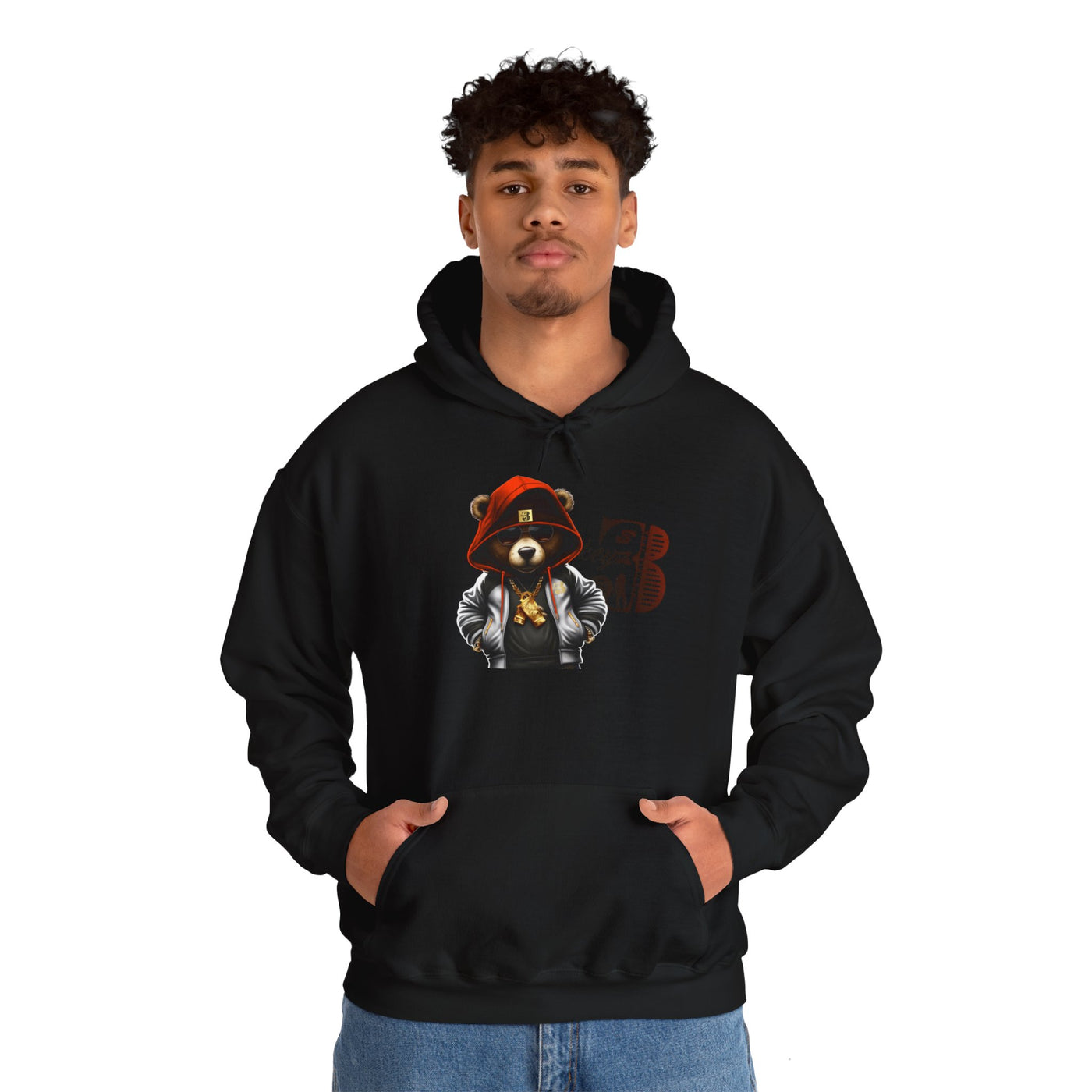 Unisex Hooded Sweatshirt 3keyz OG Teddy Drip Design Orange/White