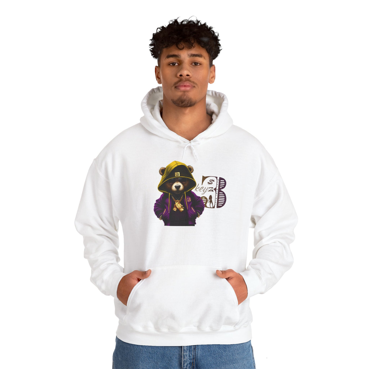 Unisex Hooded Sweatshirt 3keyz OG Teddy Drip Design Purple/Gold