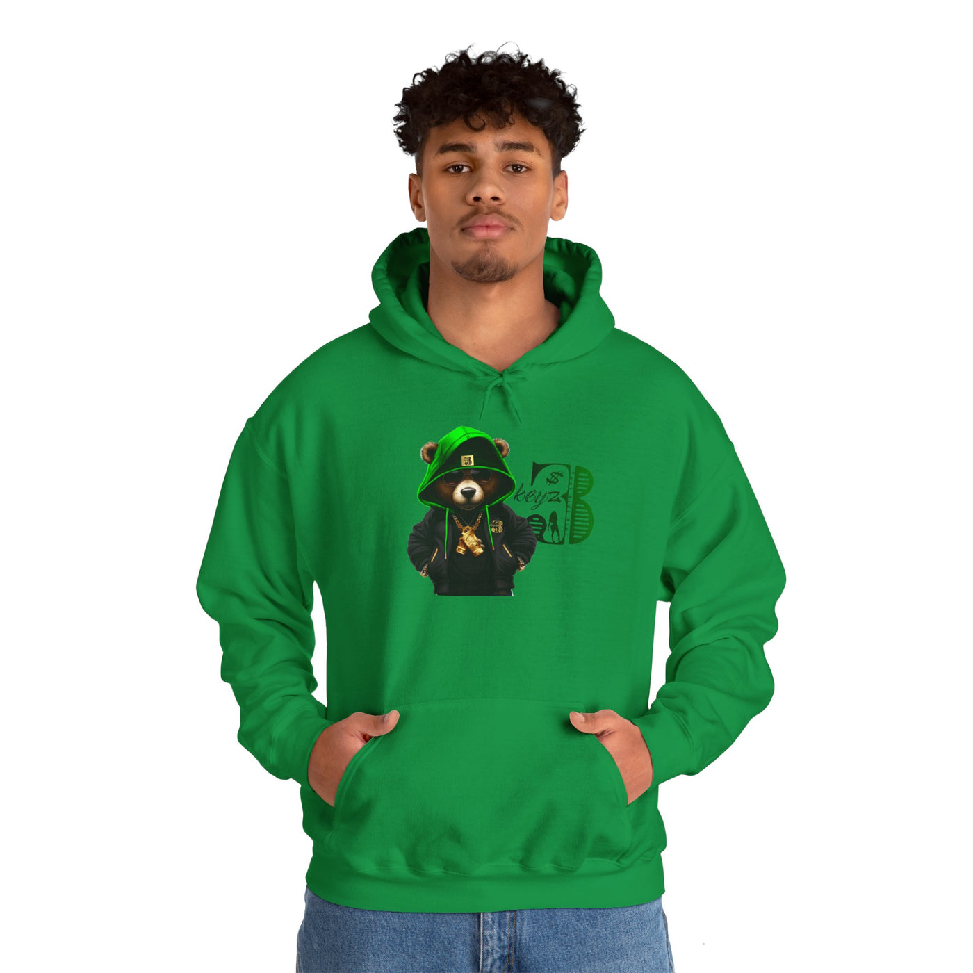 Unisex Hooded Sweatshirt 3keyz OG Teddy Drip Design Lime/Black