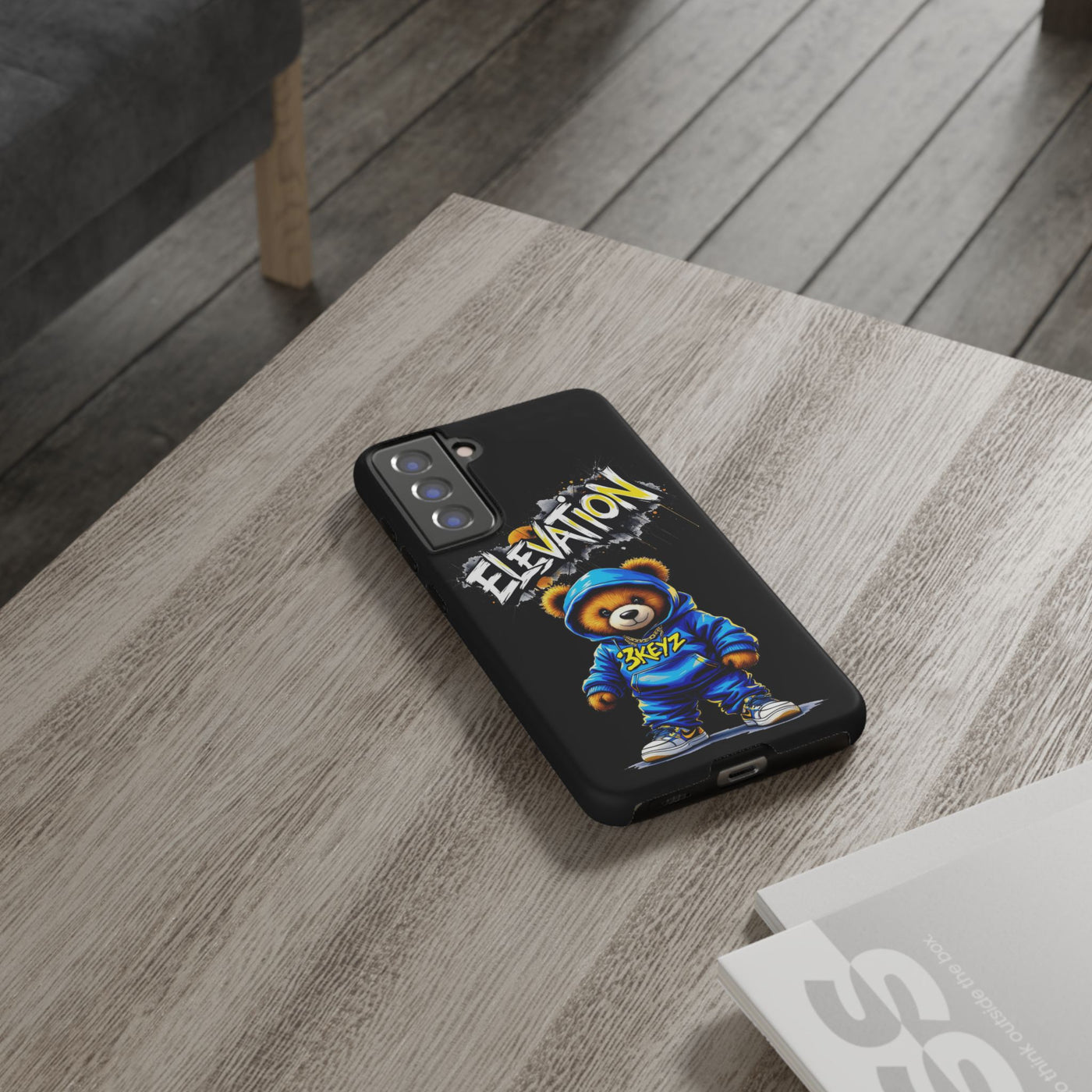 Elevated street drip Bear Black Phone Case - Tough and Trendy Design