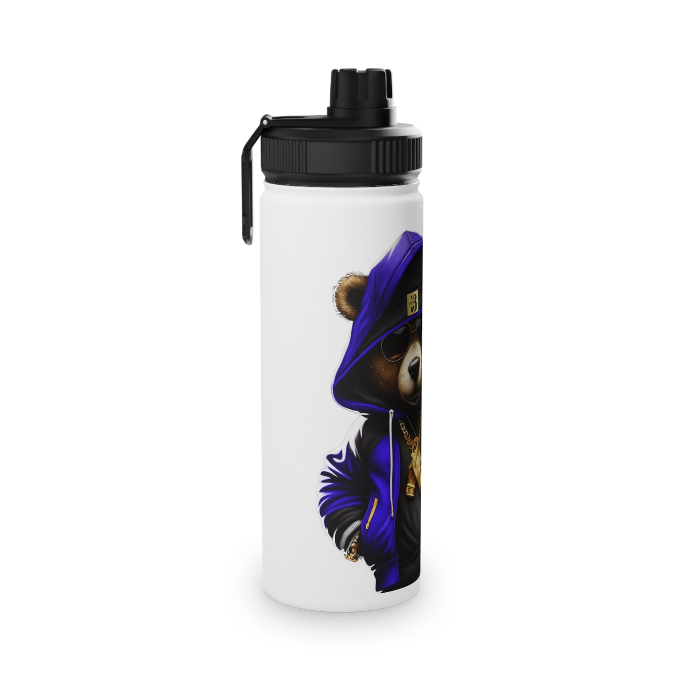 3keyz Cool Bear Blue Stainless Steel Water Bottle with Sports Lid