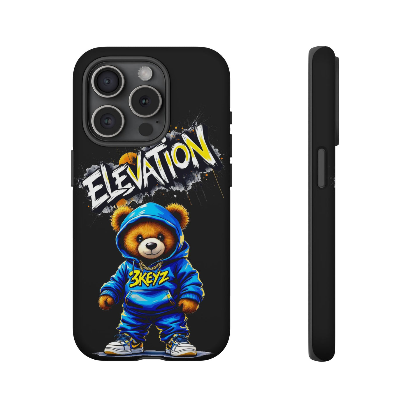 Elevated street drip Bear Black Phone Case - Tough and Trendy Design