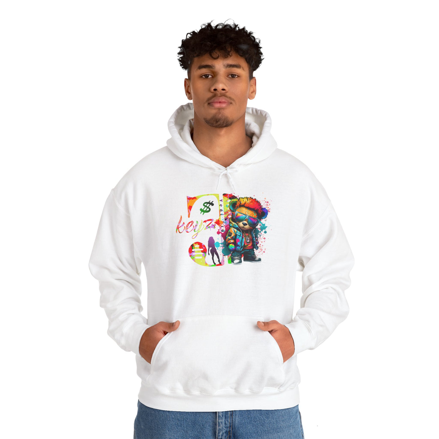 Unisex Hooded Sweatshirt 3keyz OG Teddy Drip Design Paint Splatter