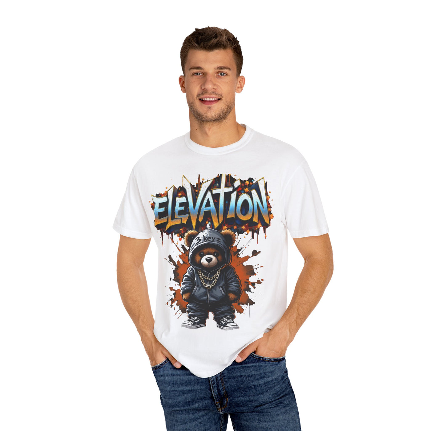 Street Drip T-shirt - Elevation Teddy Drip Orange Fierce