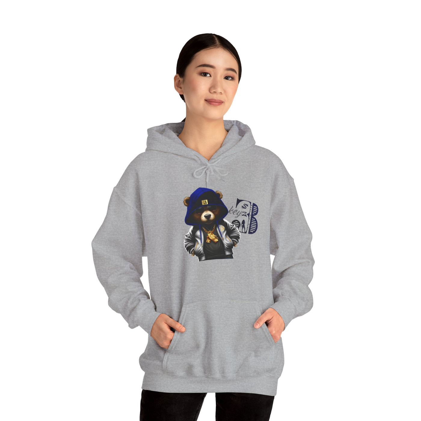 Unisex Hooded Sweatshirt 3keyz OG Teddy Drip Design Blue/Grey