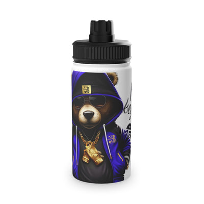 3keyz Cool Bear Blue Stainless Steel Water Bottle with Sports Lid