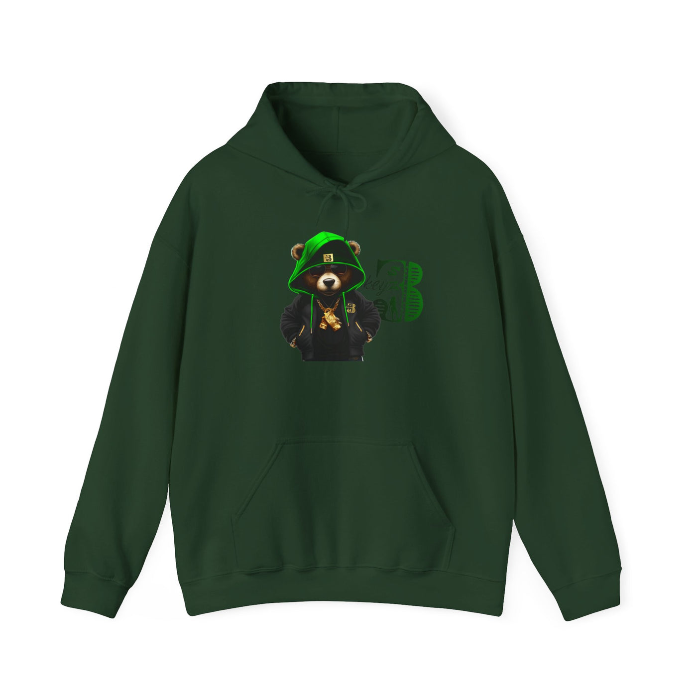 Unisex Hooded Sweatshirt 3keyz OG Teddy Drip Design Lime/Black