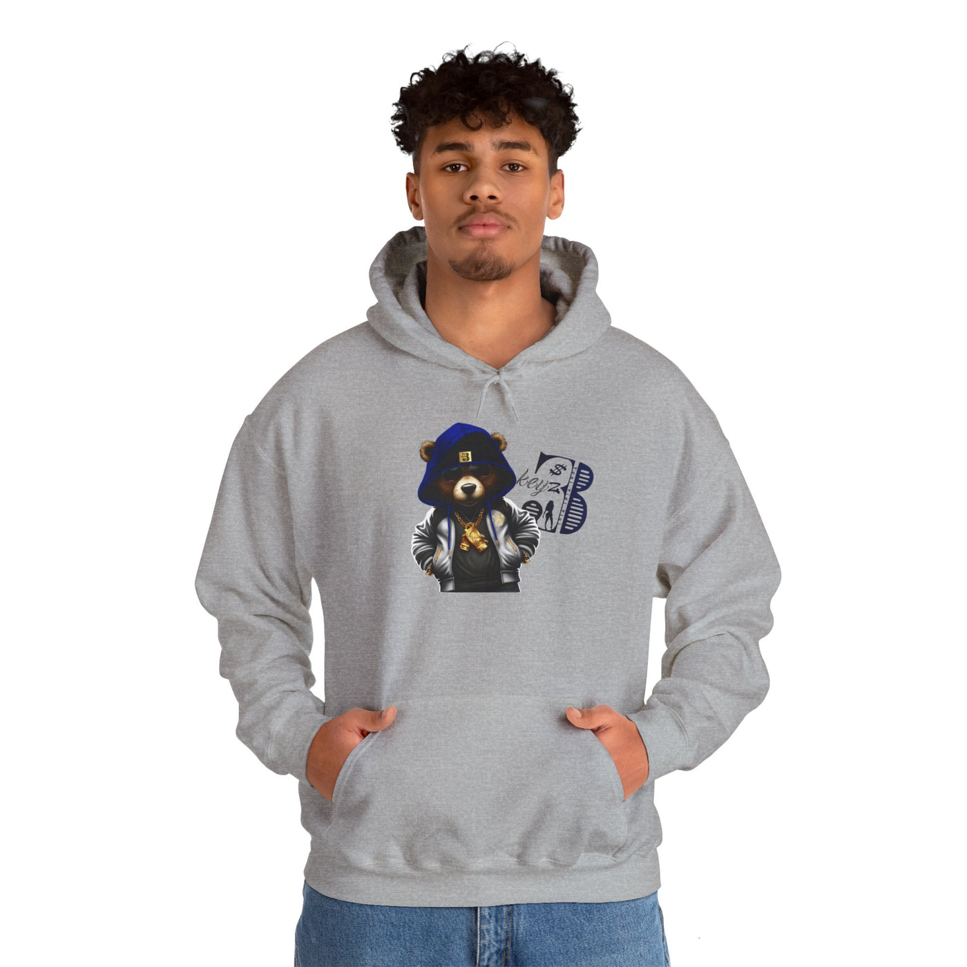 Unisex Hooded Sweatshirt 3keyz OG Teddy Drip Design Blue/Grey