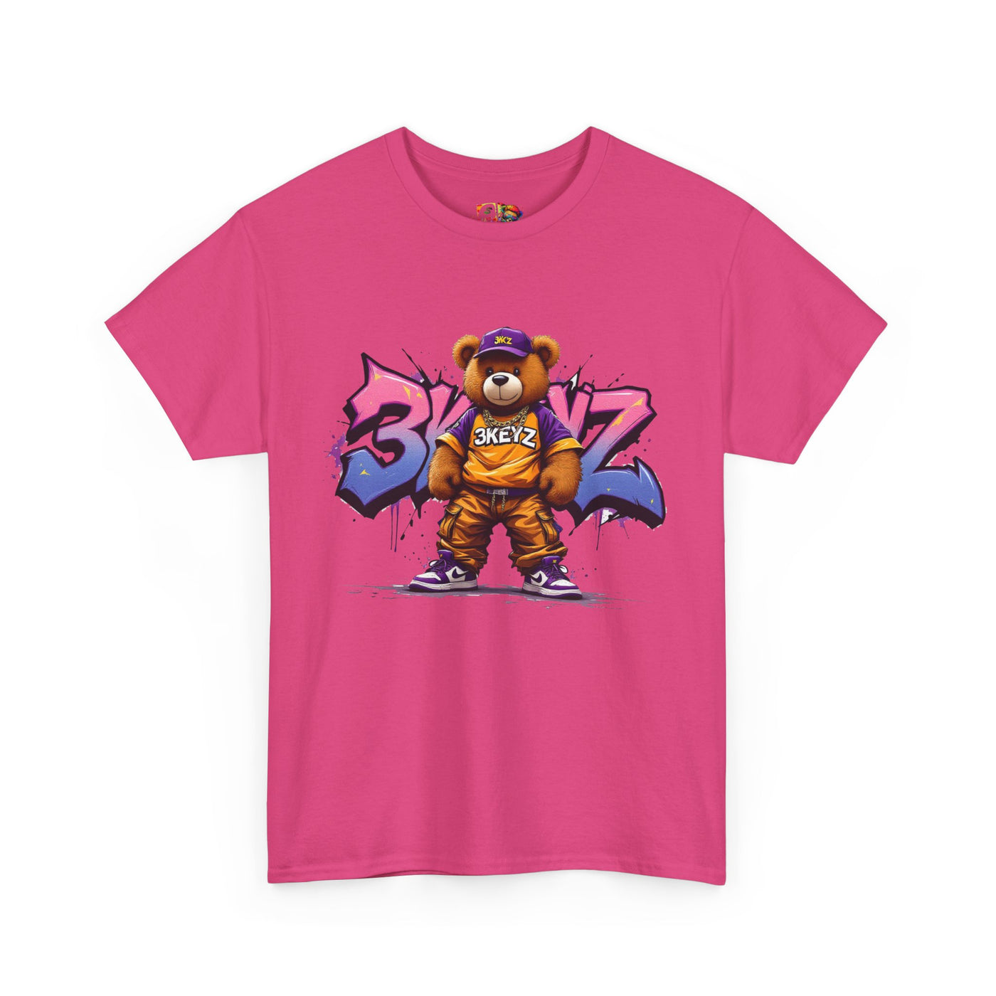 Teddy Drip Unisex Tee in Pink and Purple