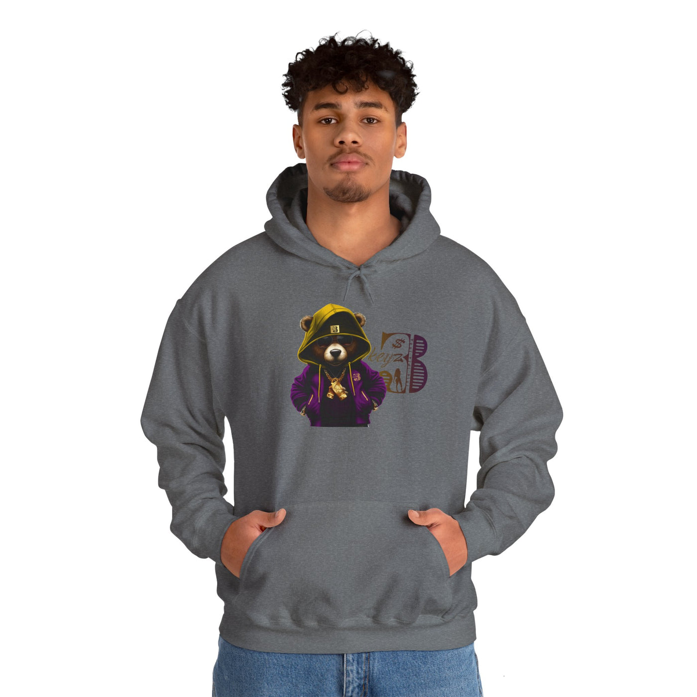 Unisex Hooded Sweatshirt 3keyz OG Teddy Drip Design Purple/Gold