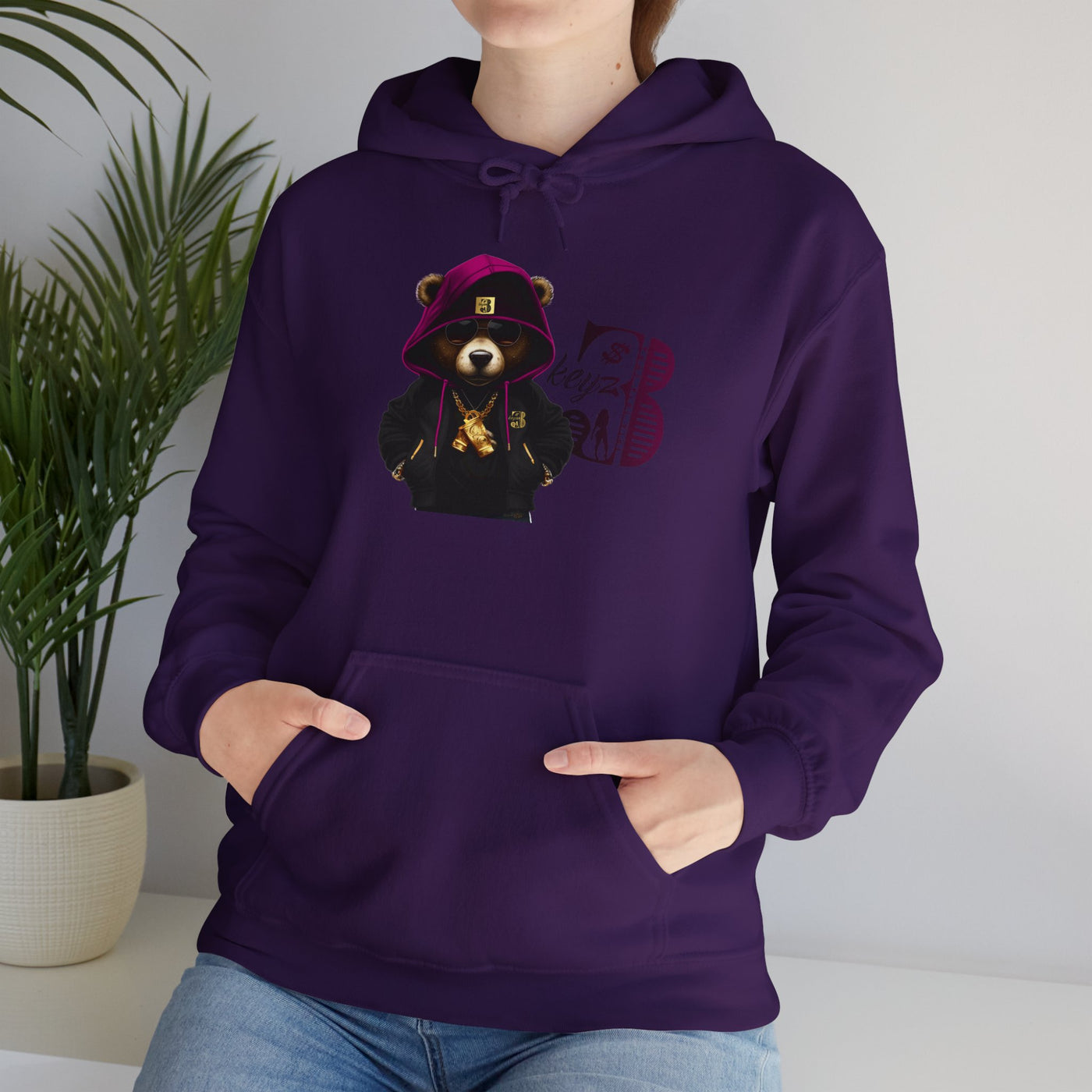Unisex Hooded Sweatshirt 3keyz OG Teddy Drip Design Purple